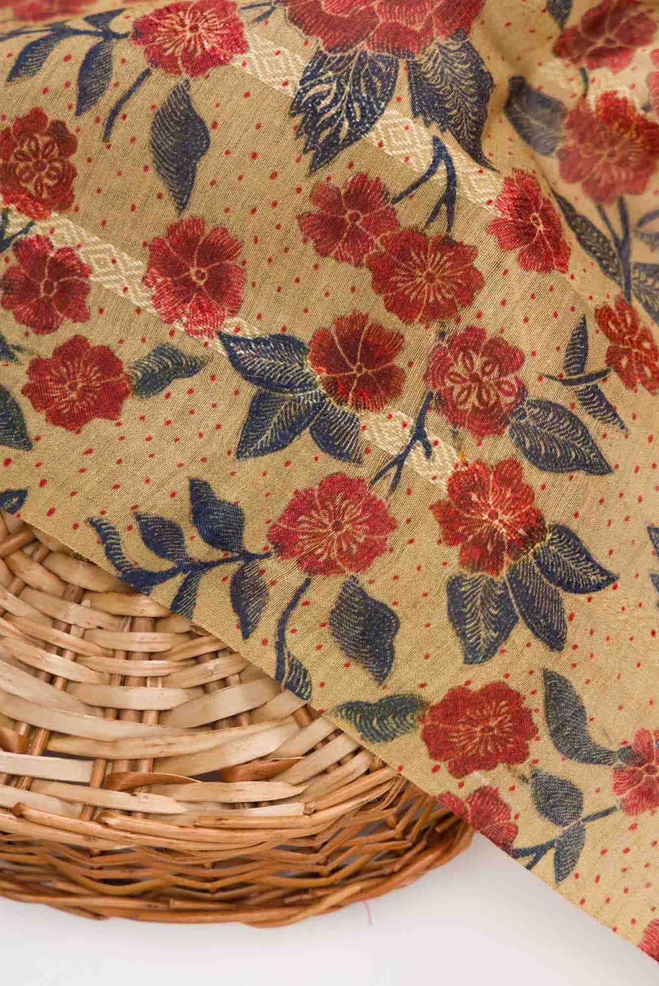 Sandal Tussar Silk Dress Material