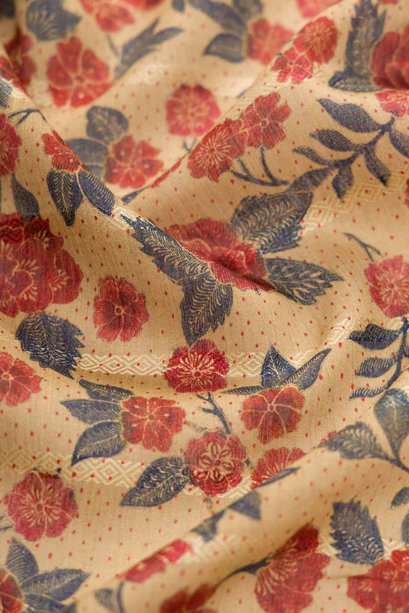 Sandal Tussar Silk Dress Material