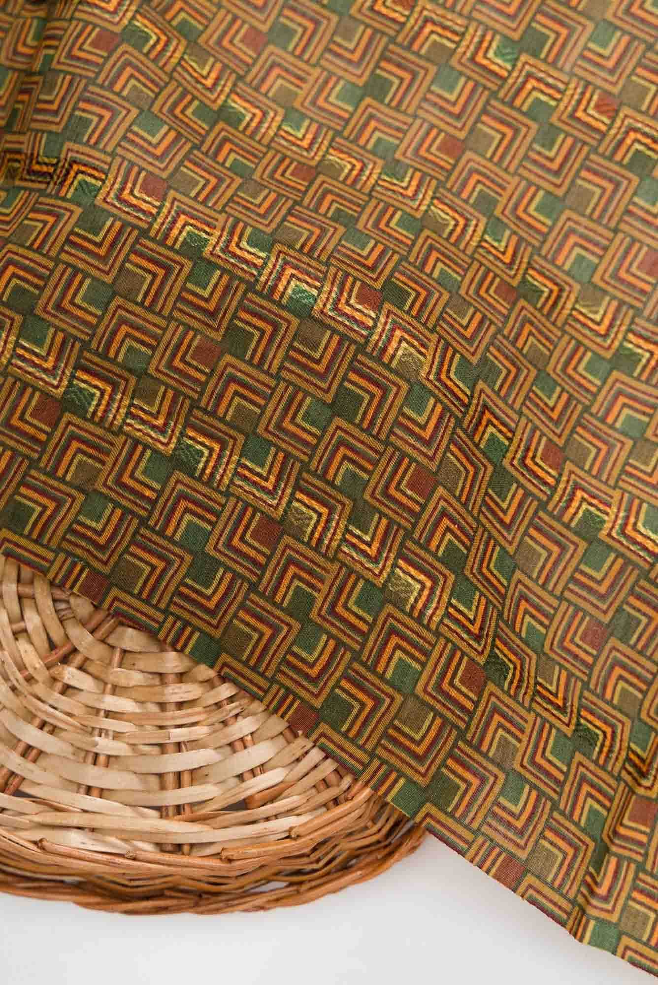 Mehandi Green Tussar Silk Dress Material