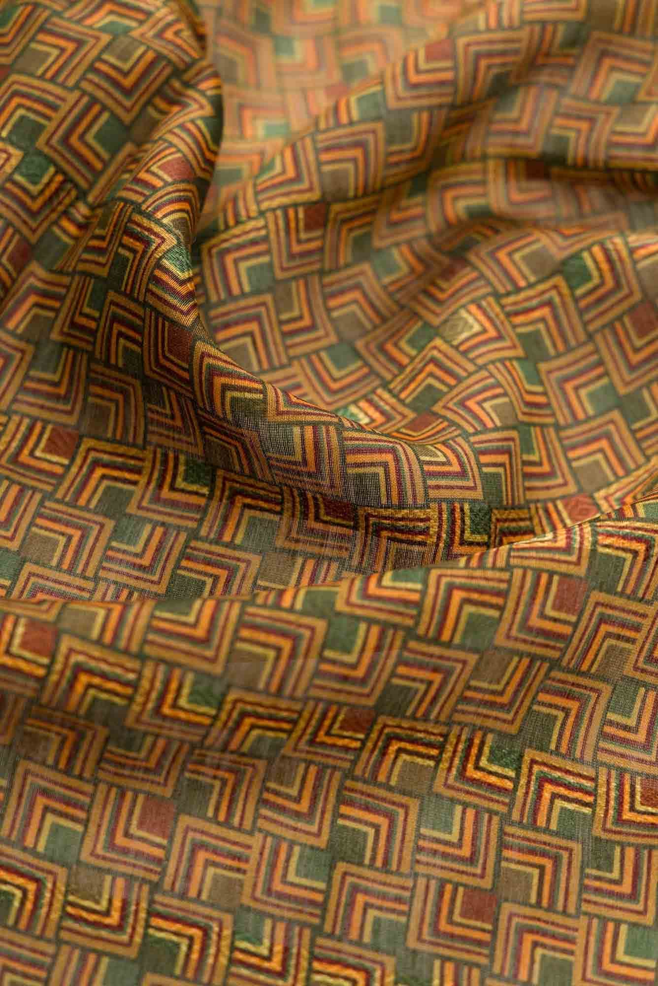 Mehandi Green Tussar Silk Dress Material