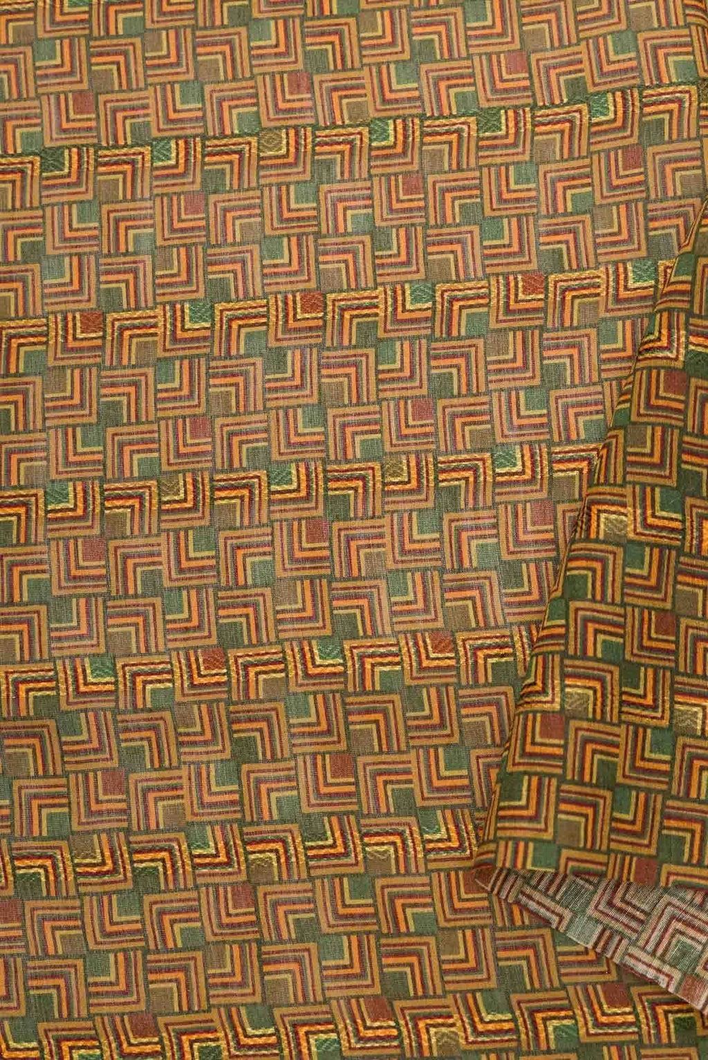 Mehandi Green Tussar Silk Dress Material