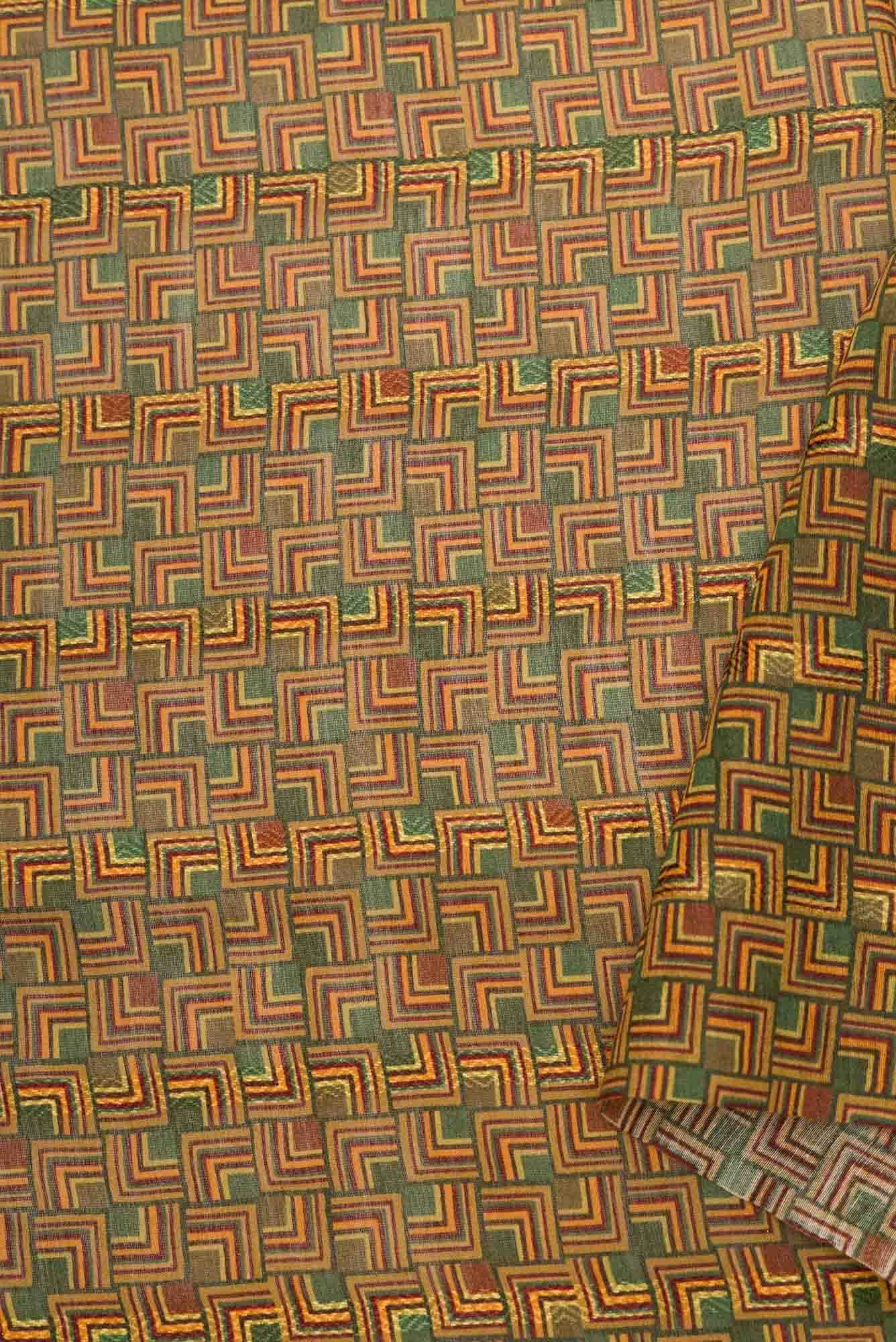 Mehandi Green Tussar Silk Dress Material
