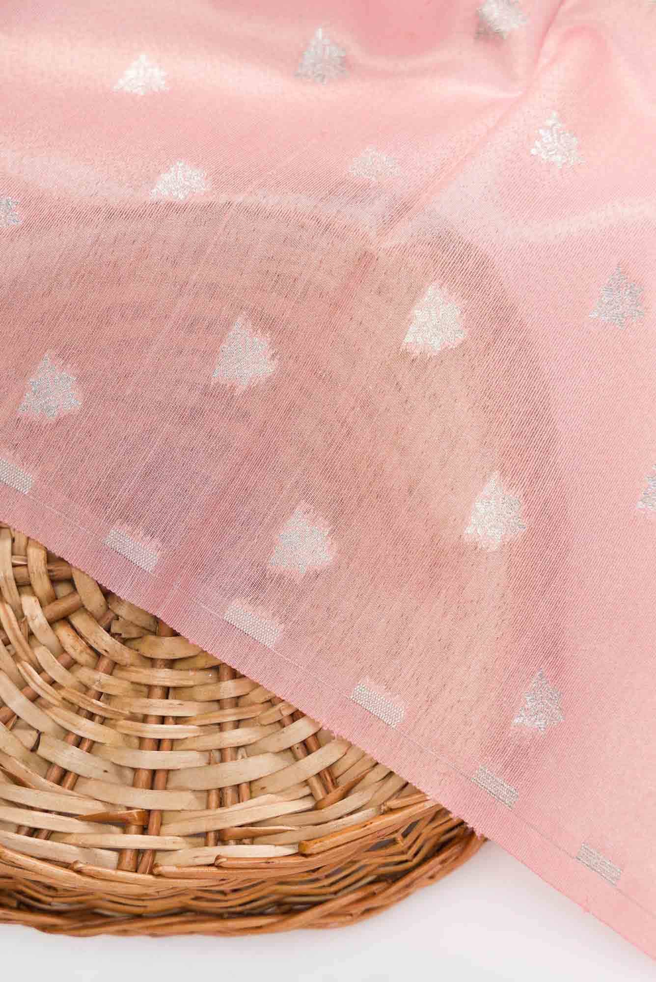 Peach Banarasi Silk Dress Material