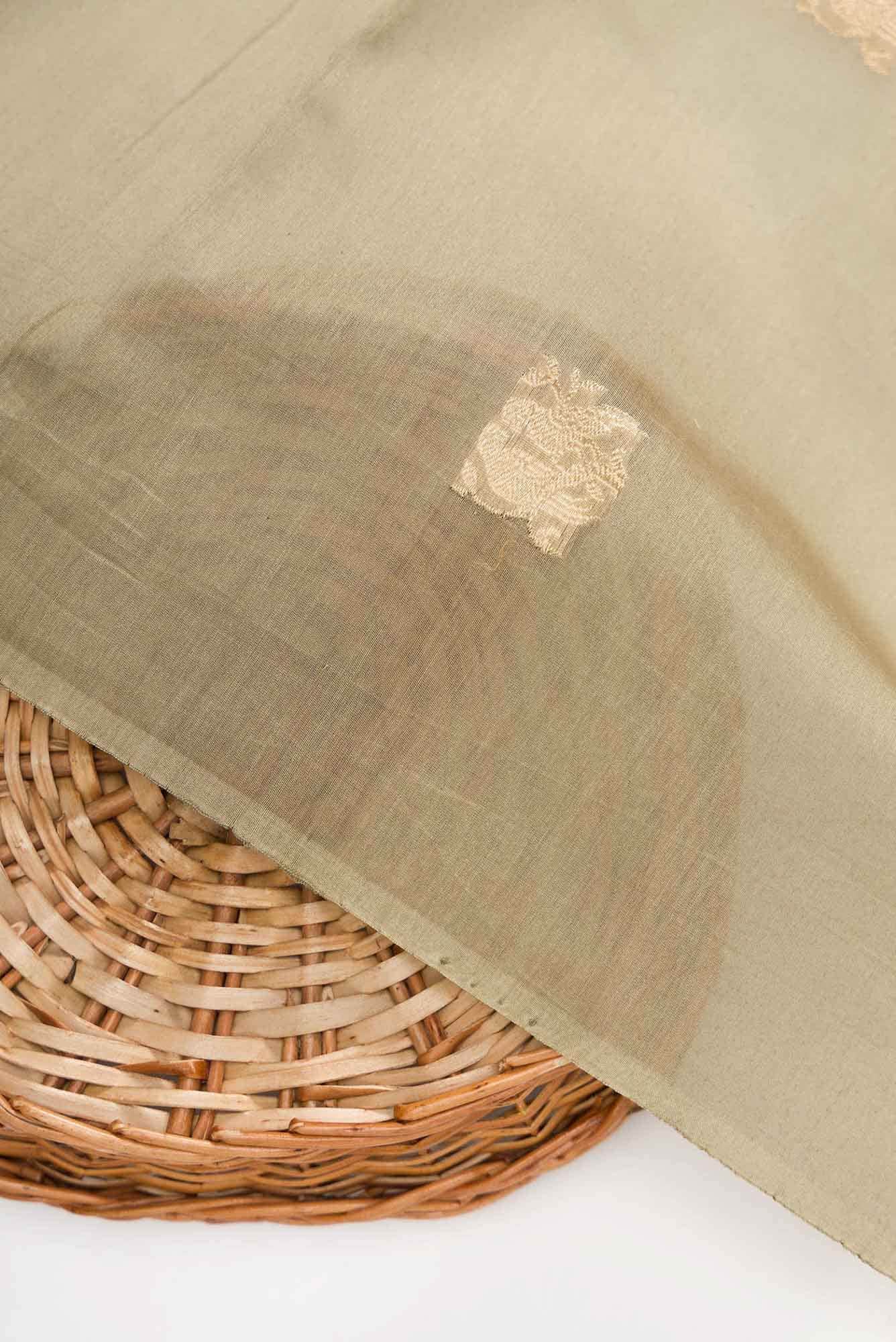 Dark Beige Chanderi Silk Dress Material
