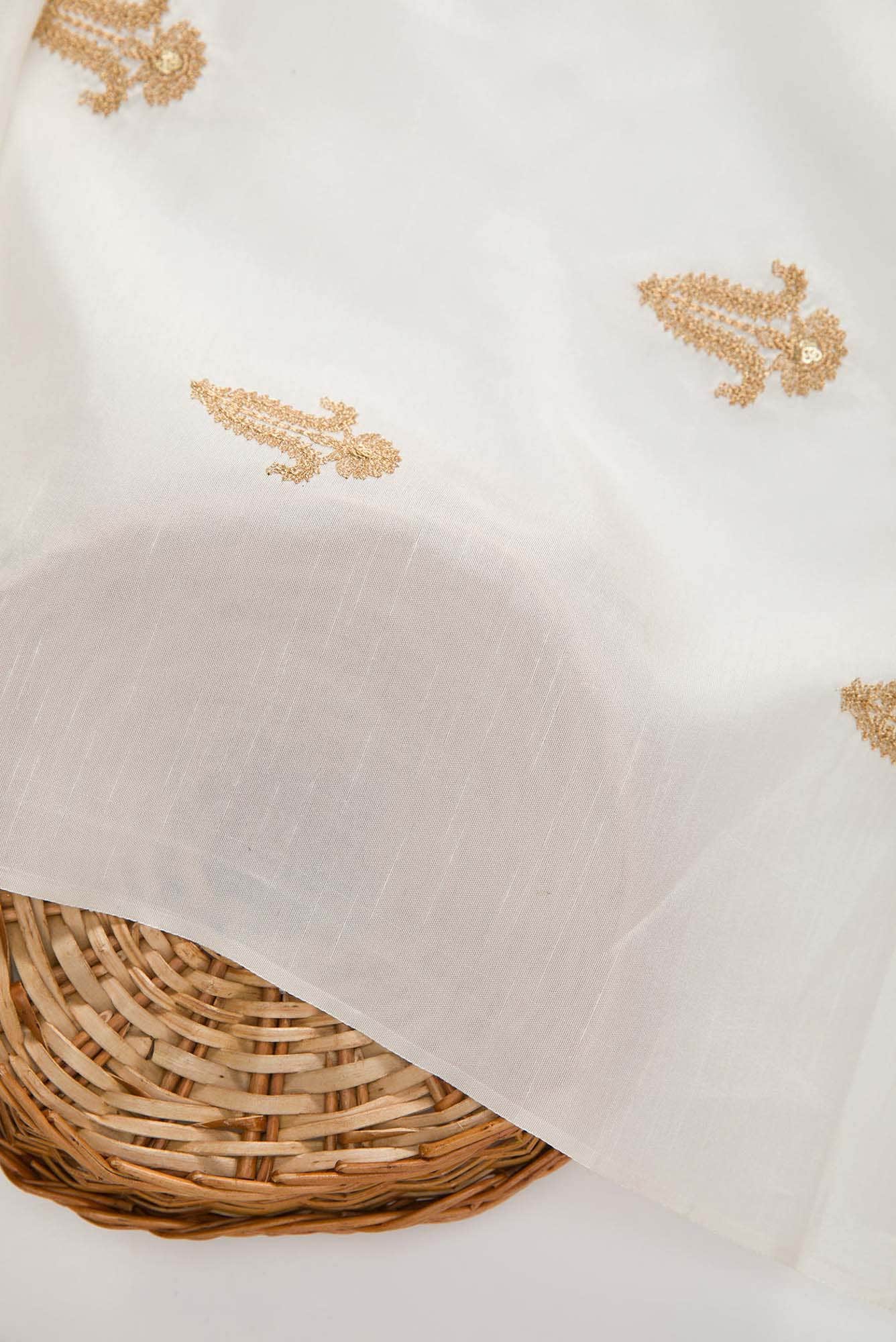 Off White Raw Silk Dress Material