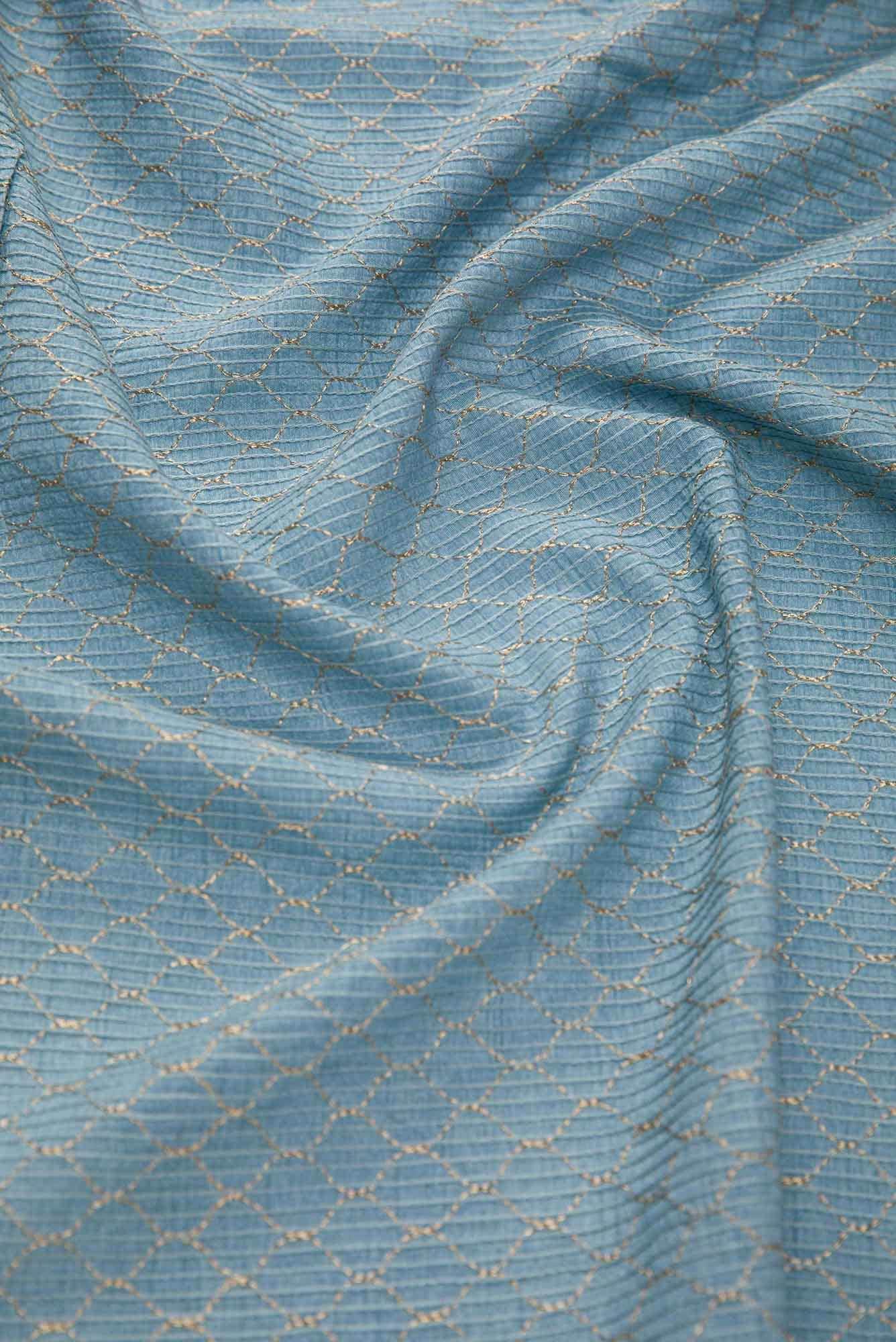 Blue Raw Silk Dress Material