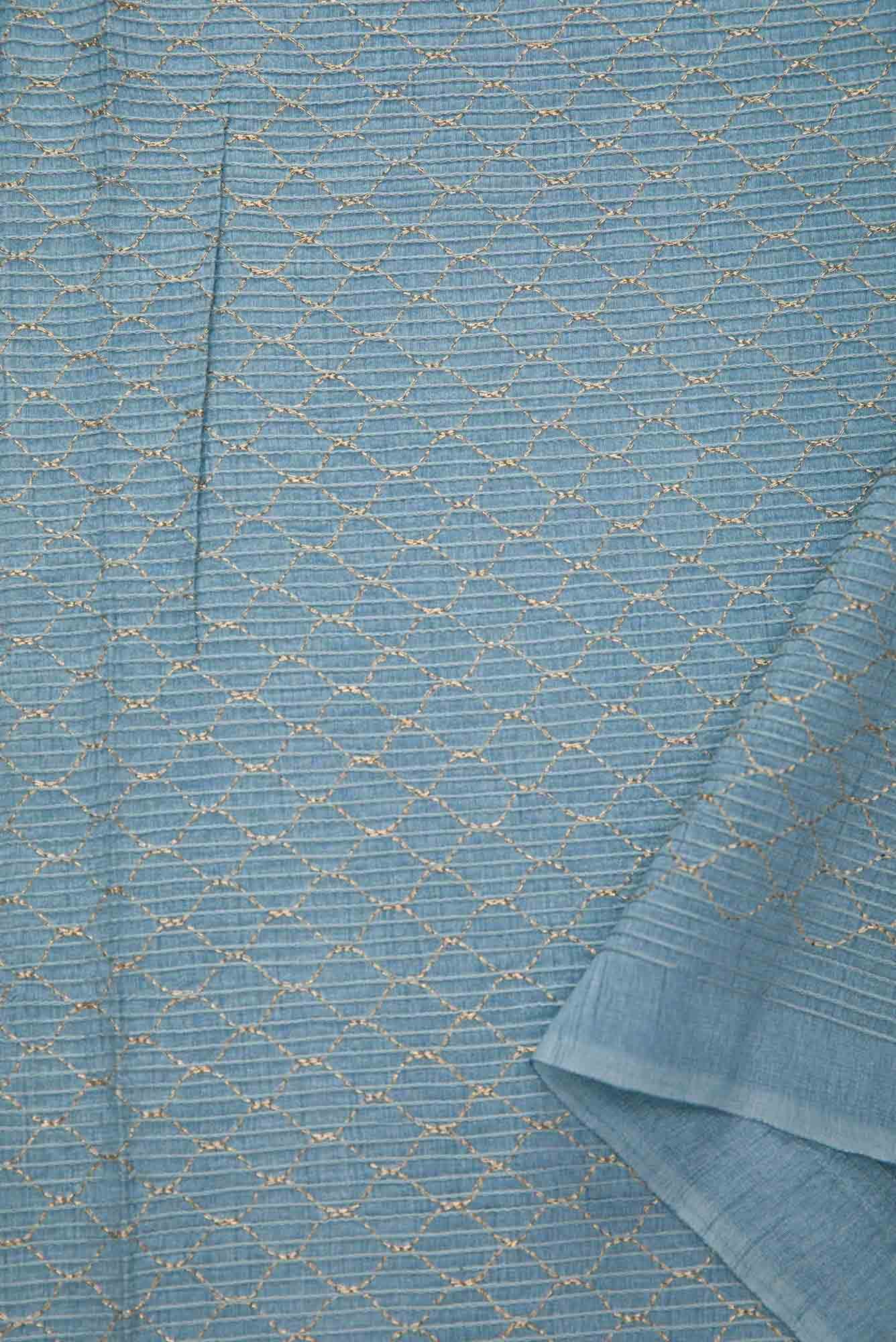 Blue Raw Silk Dress Material