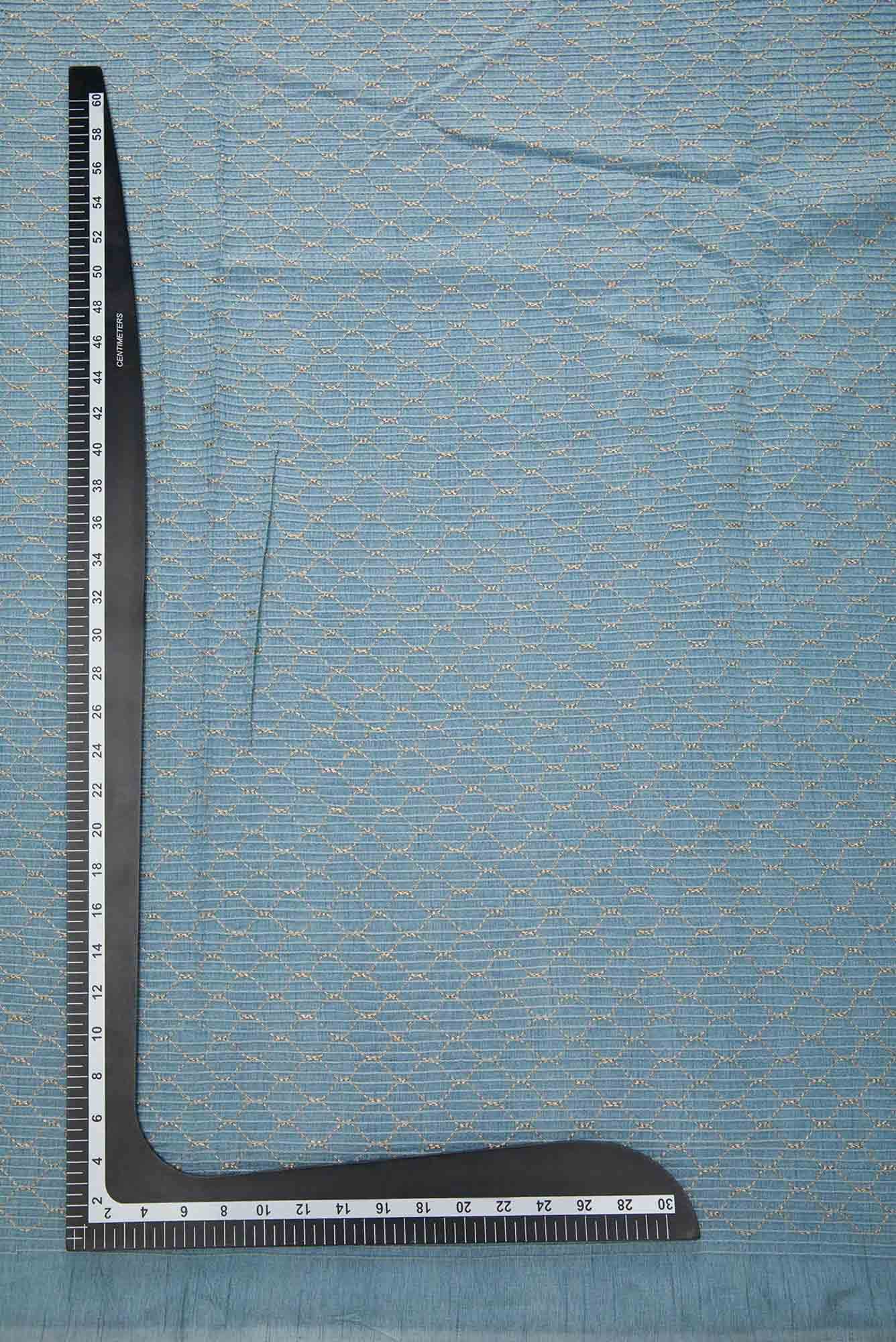 Blue Raw Silk Dress Material