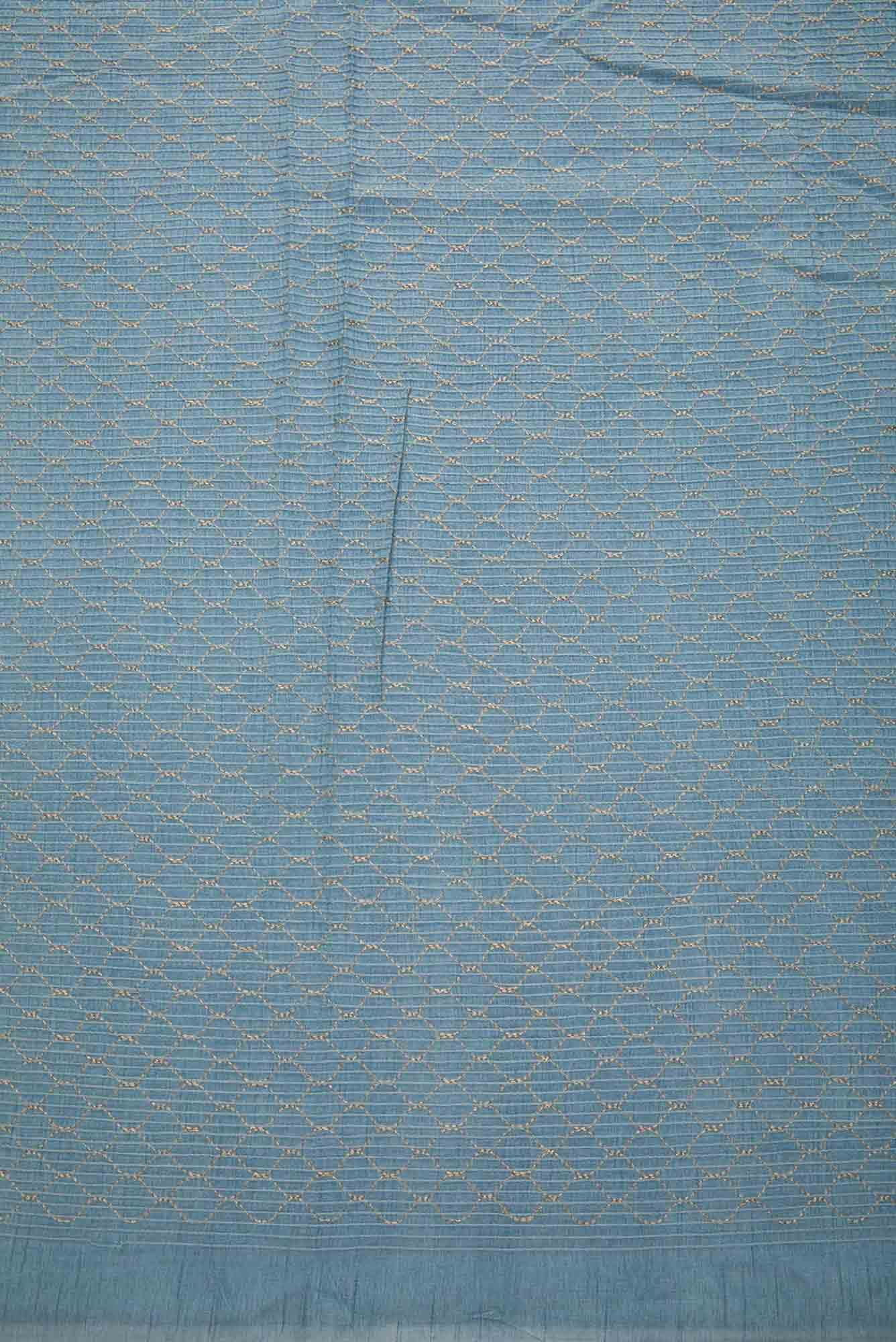 Blue Raw Silk Dress Material