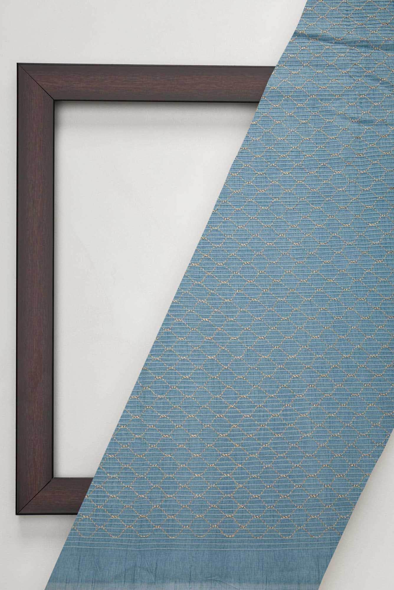 Blue Raw Silk Dress Material