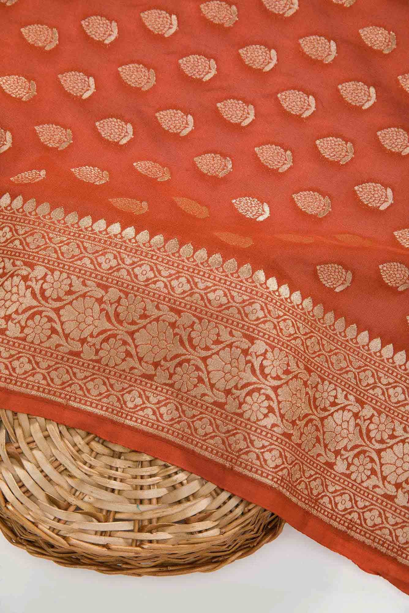 Brick Orange Georgette Dress Material