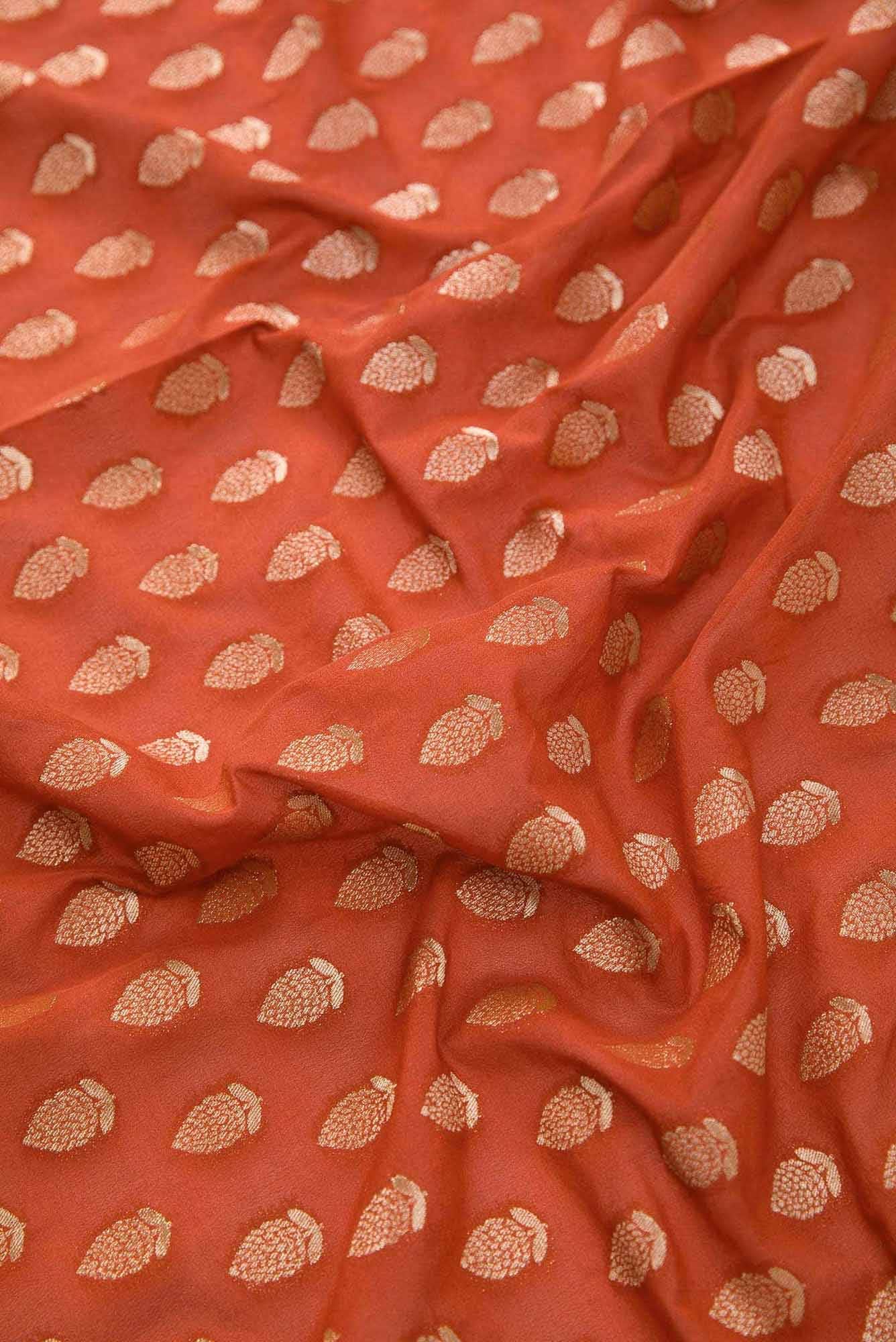 Brick Orange Georgette Dress Material
