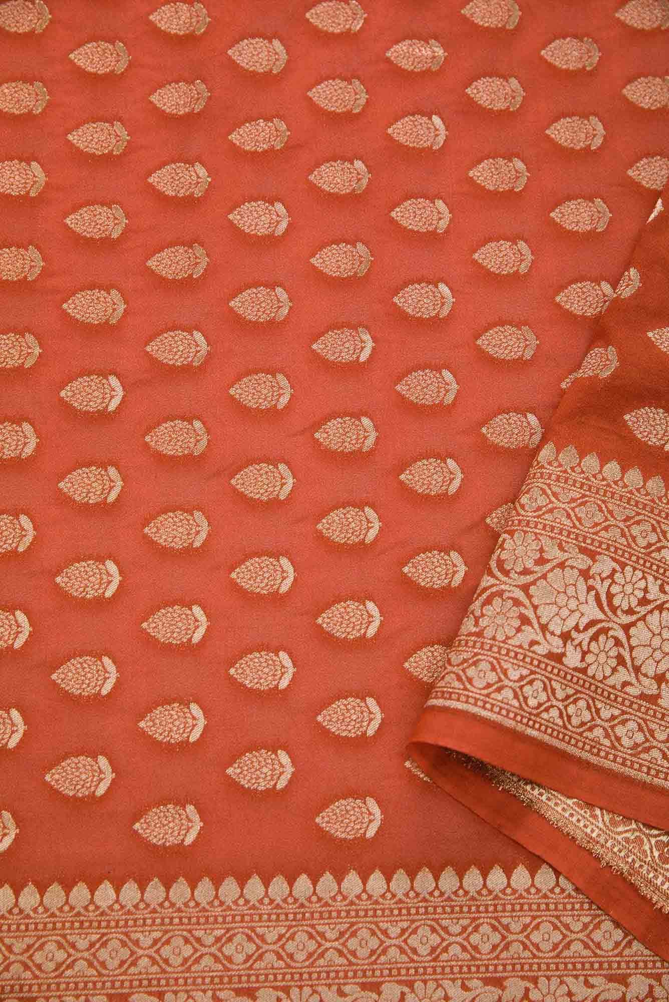 Brick Orange Georgette Dress Material