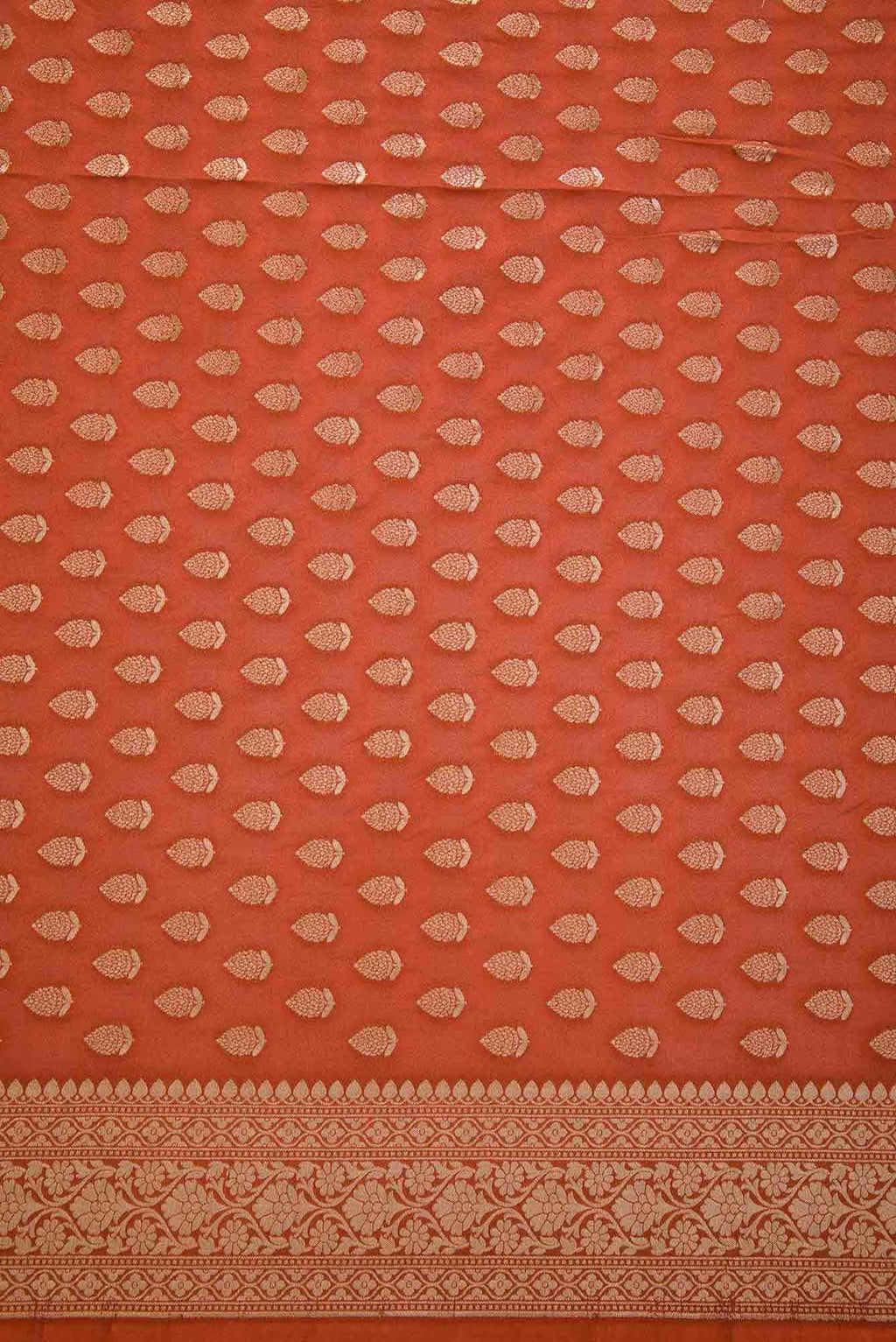 Brick Orange Georgette Dress Material