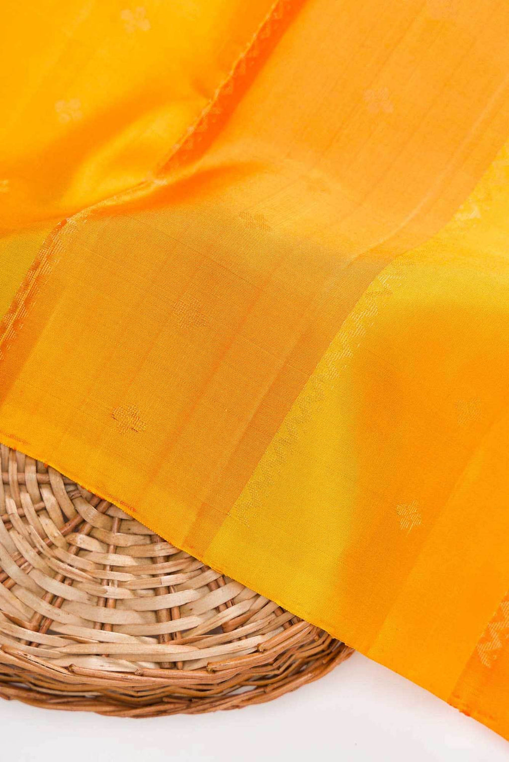 Yellow and Orange Kanchipuram Silk Dress Material