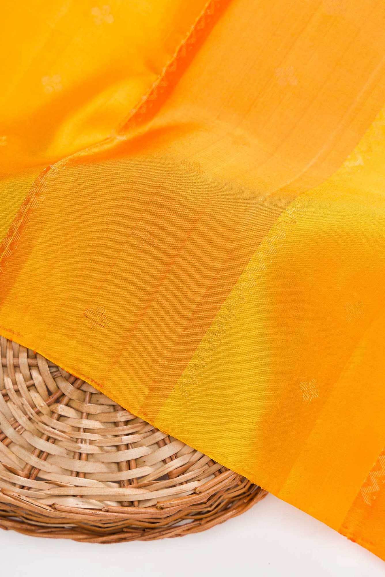 Yellow and Orange Kanchipuram Silk Dress Material