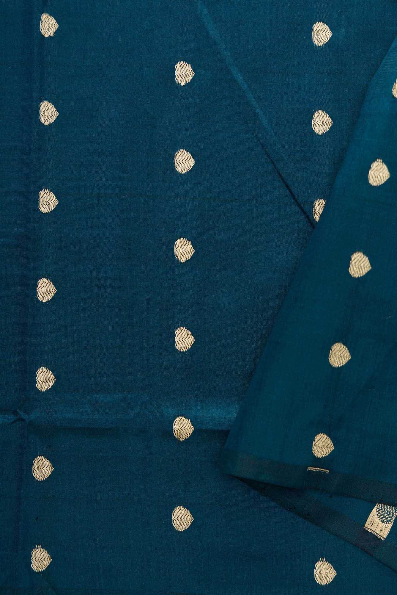 Peacock Blue Kanchipuram Silk Dress Material