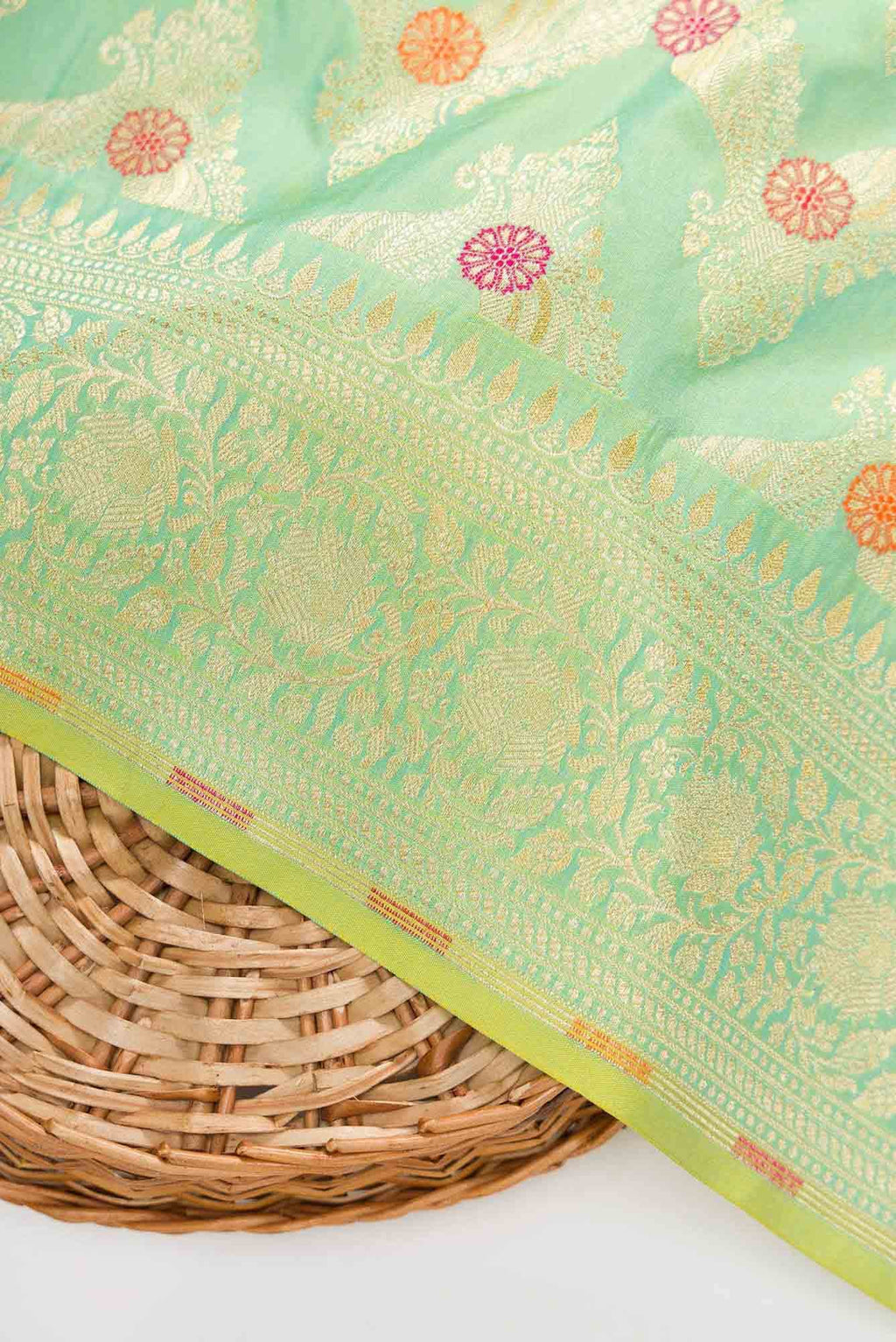Sea Green Banarasi Silk Dress Material