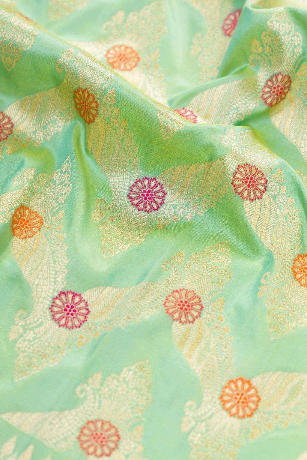 Sea Green Banarasi Silk Dress Material