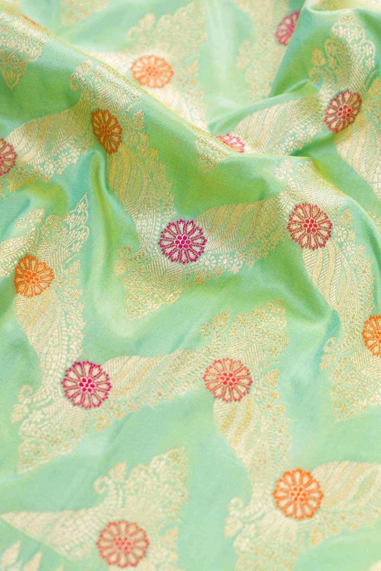 Sea Green Banarasi Silk Dress Material