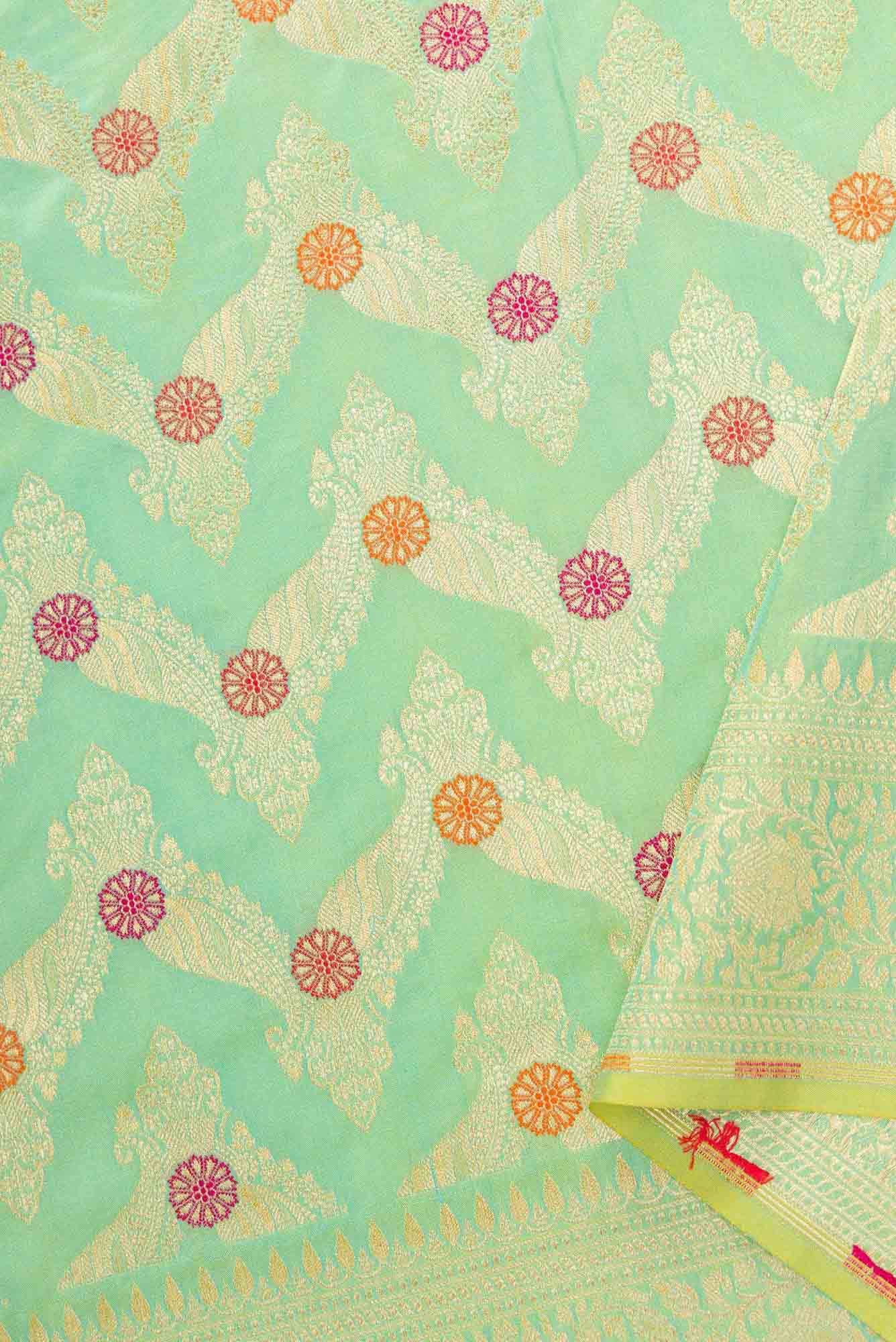 Sea Green Banarasi Silk Dress Material