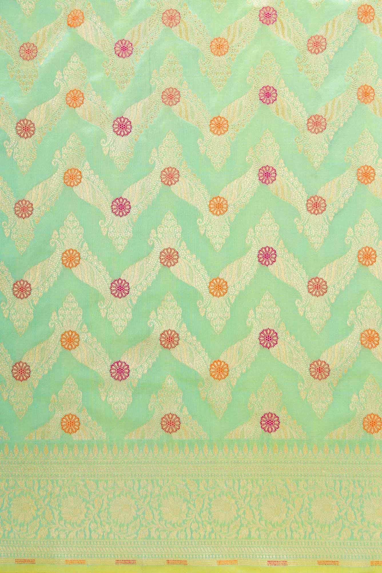 Sea Green Banarasi Silk Dress Material
