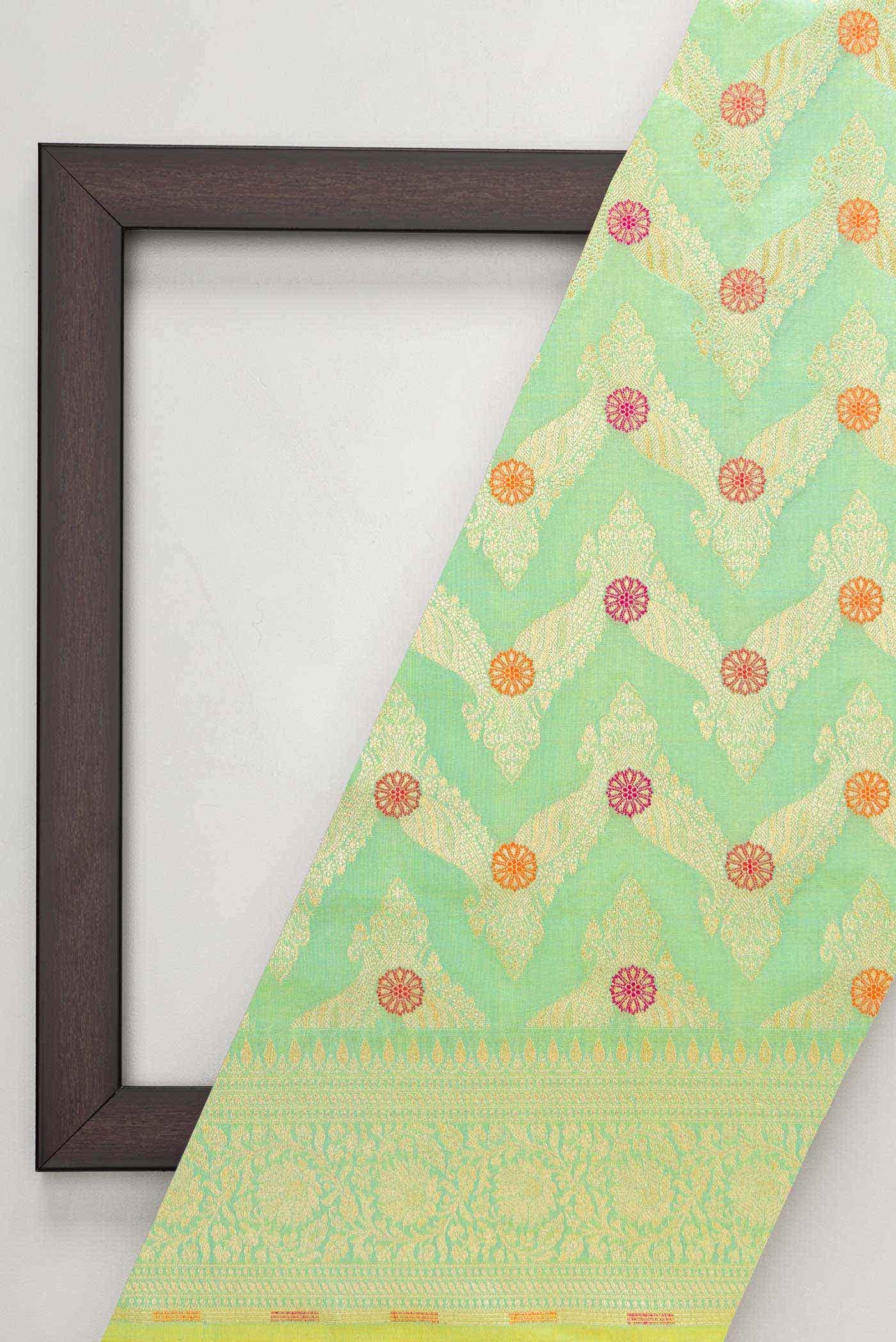 Sea Green Banarasi Silk Dress Material