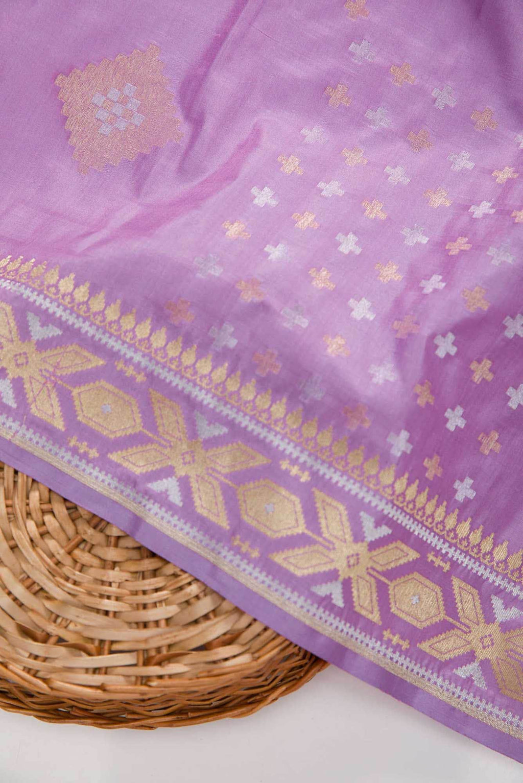Lavender Banarasi Silk Dress Material