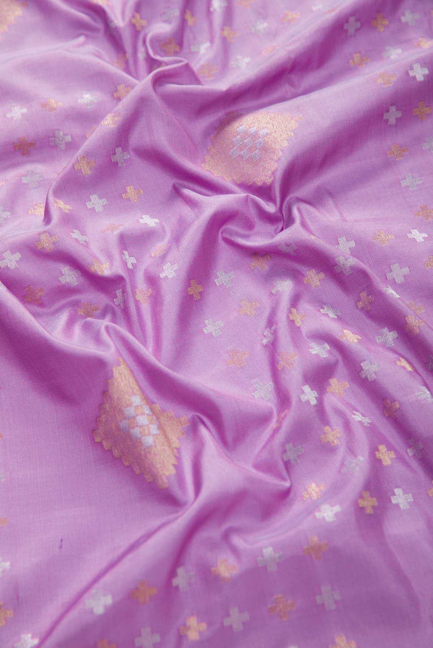 Lavender Banarasi Silk Dress Material
