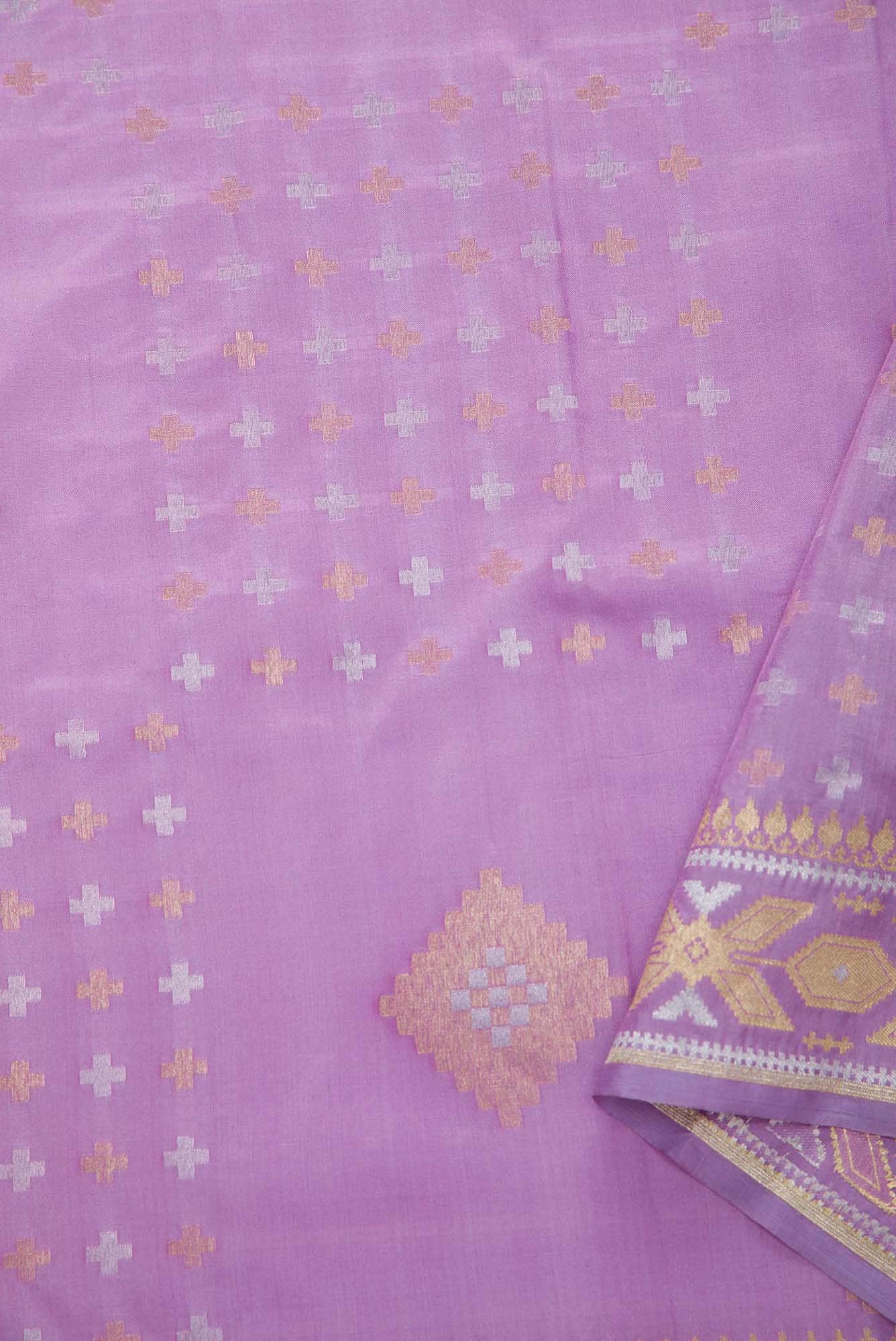 Lavender Banarasi Silk Dress Material