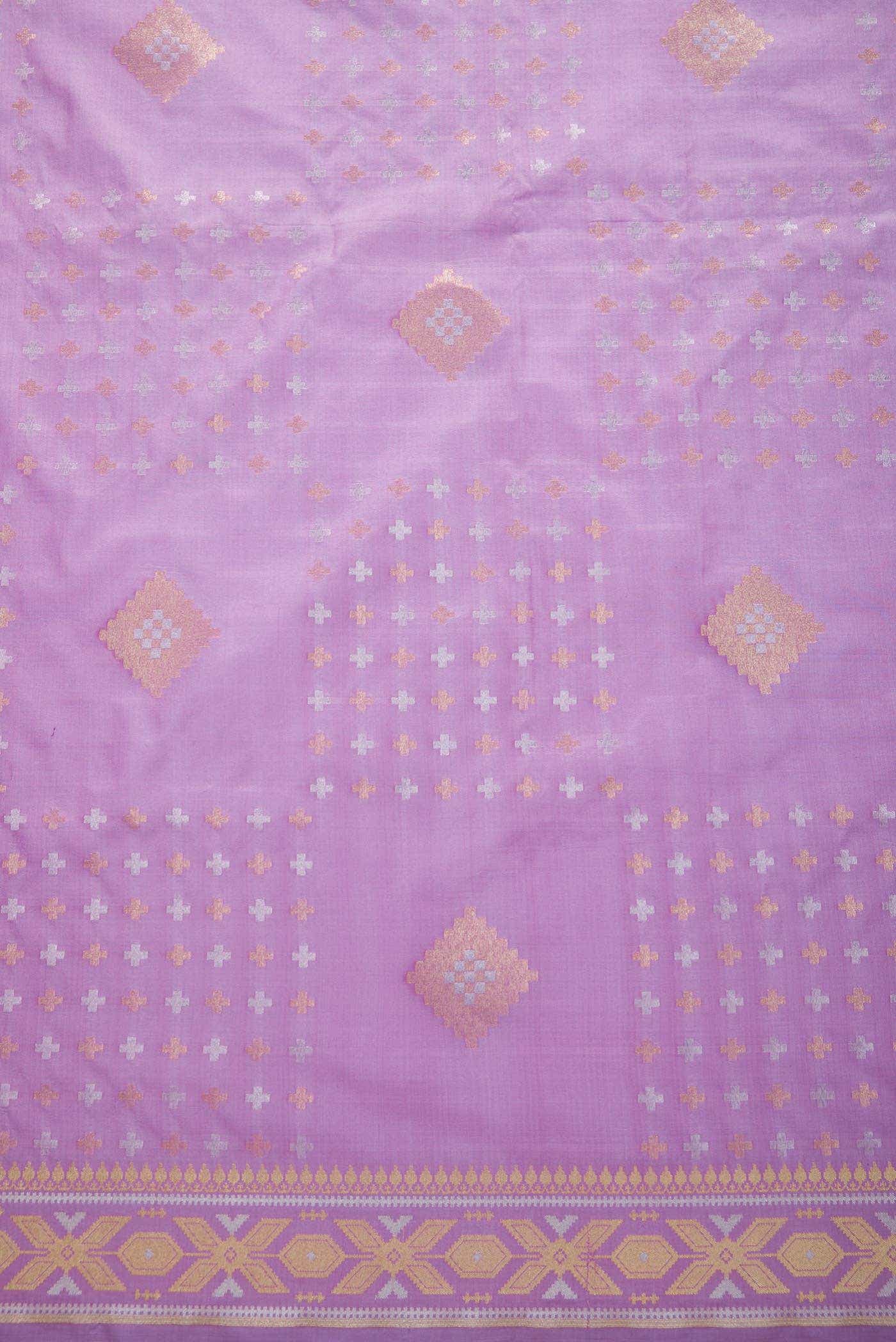 Lavender Banarasi Silk Dress Material