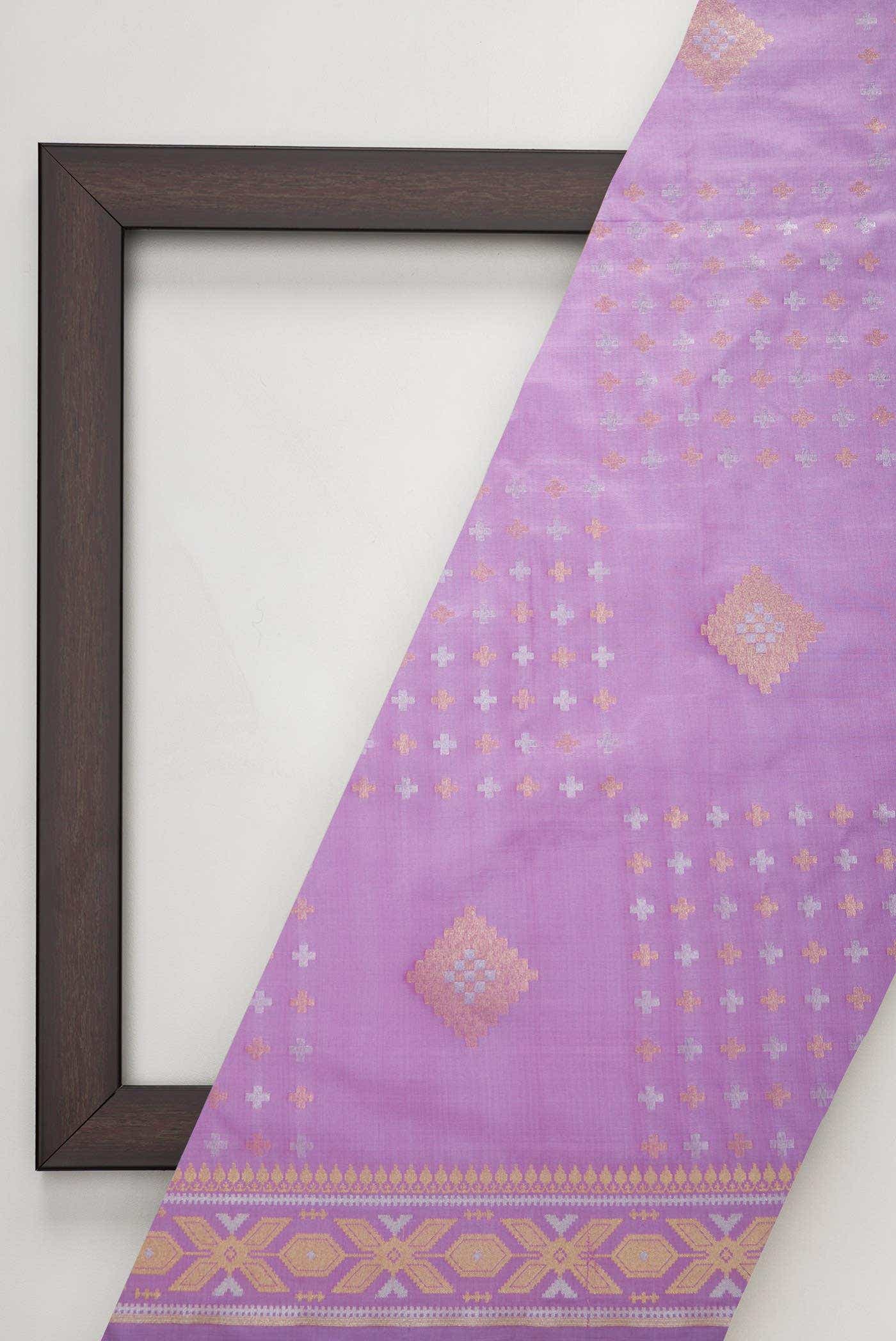 Lavender Banarasi Silk Dress Material