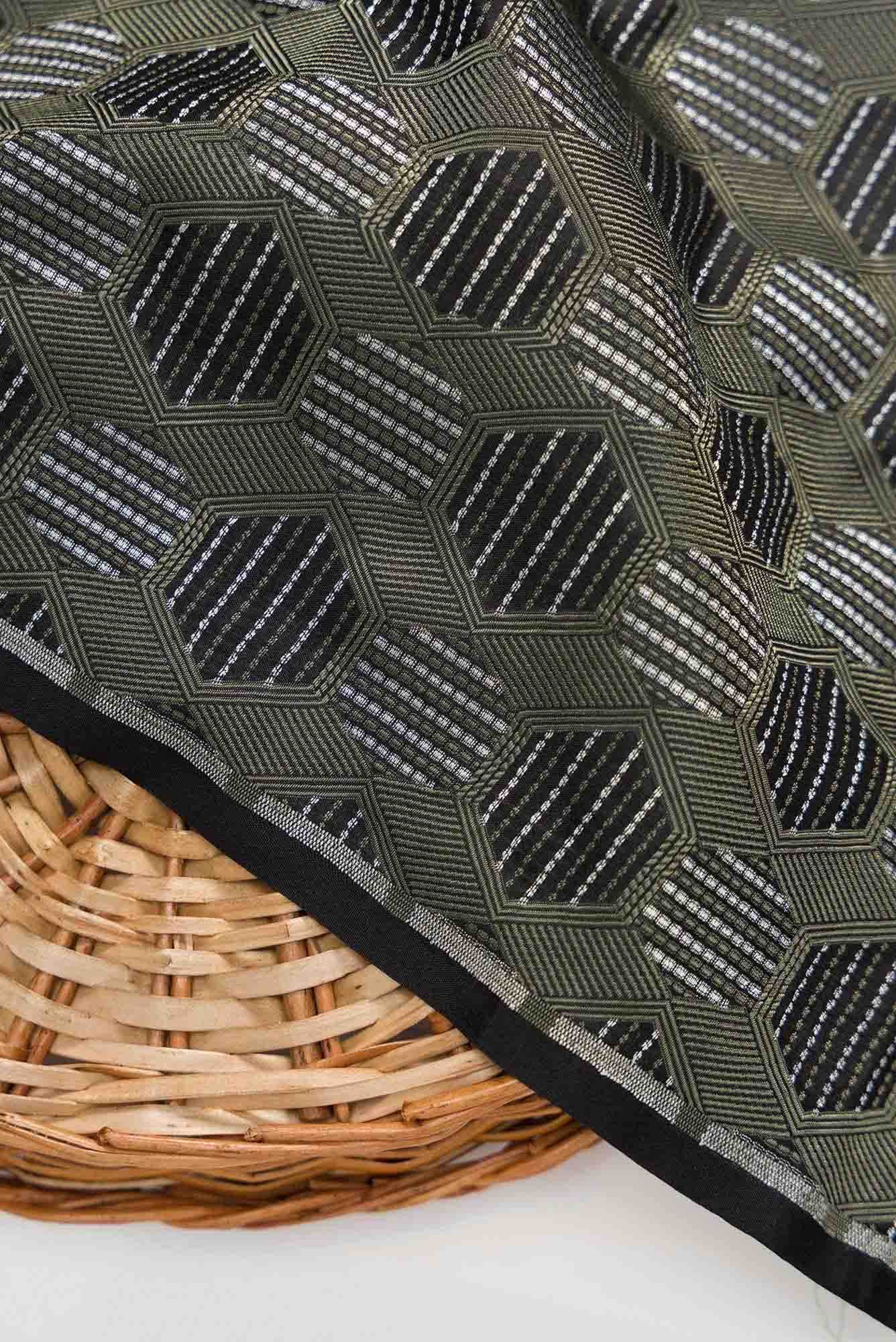 Black Banarasi Silk Dress Material