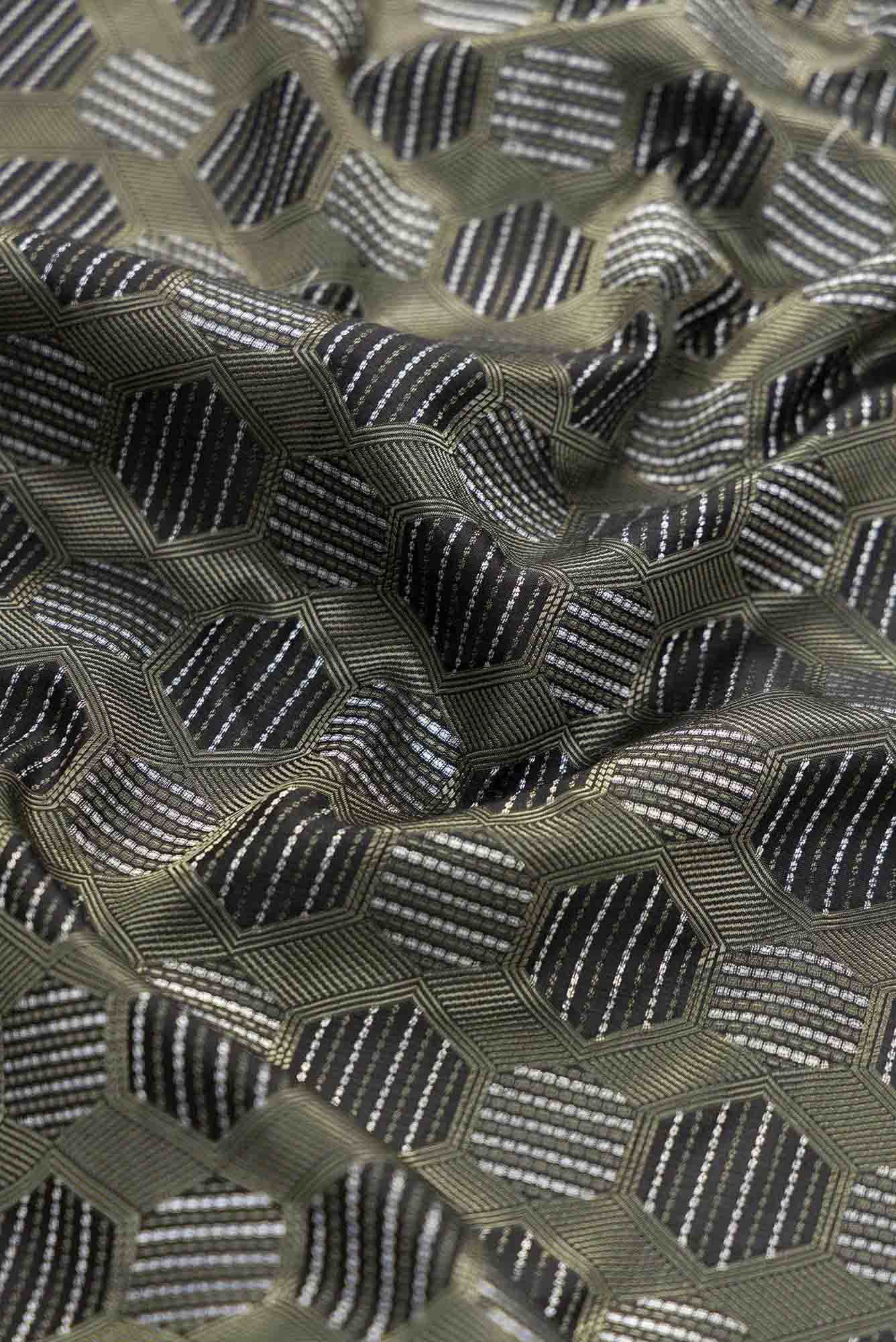 Black Banarasi Silk Dress Material
