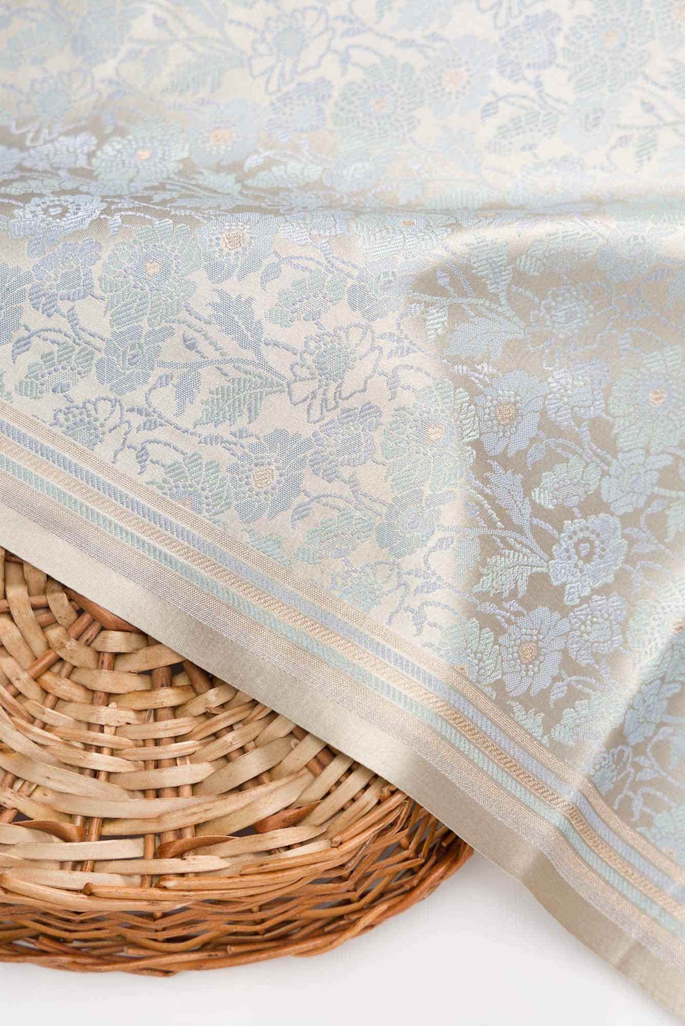 Grey Banarasi Silk Dress Material