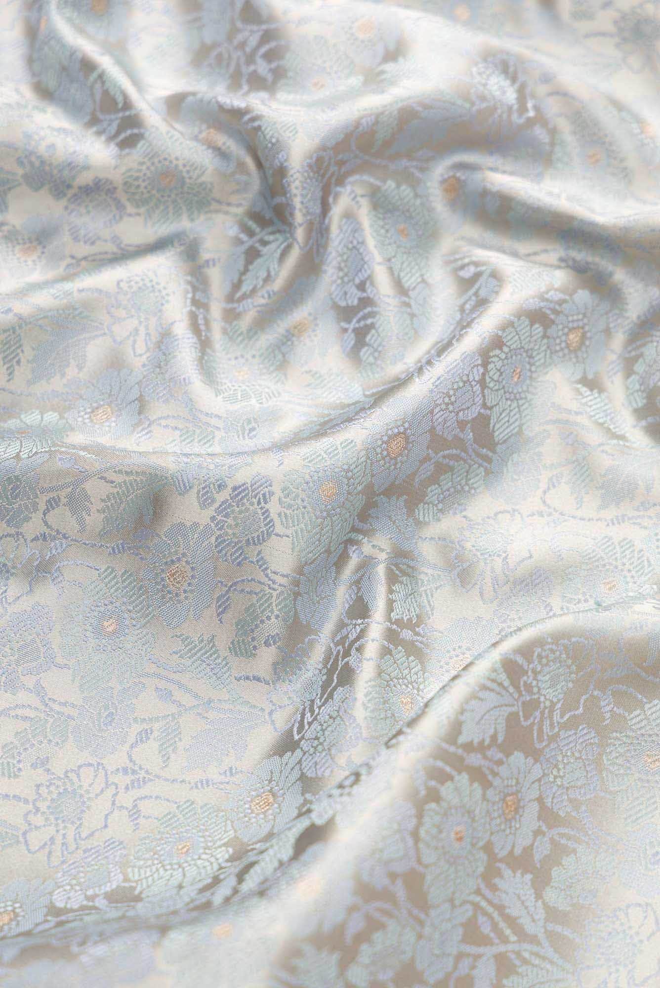 Grey Banarasi Silk Dress Material