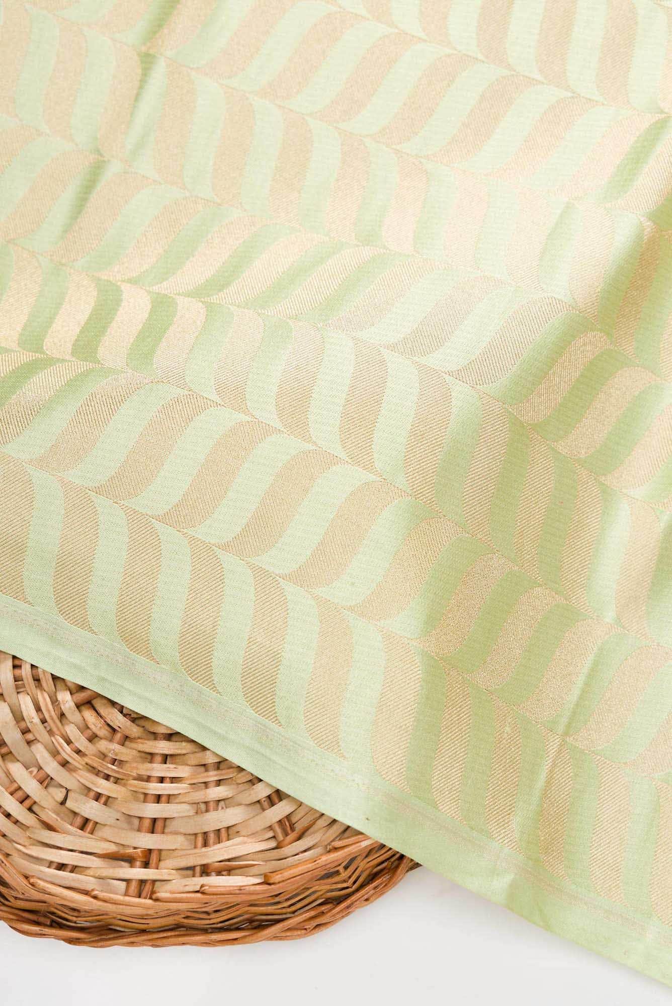 Pista Green Banarasi Silk Dress Material