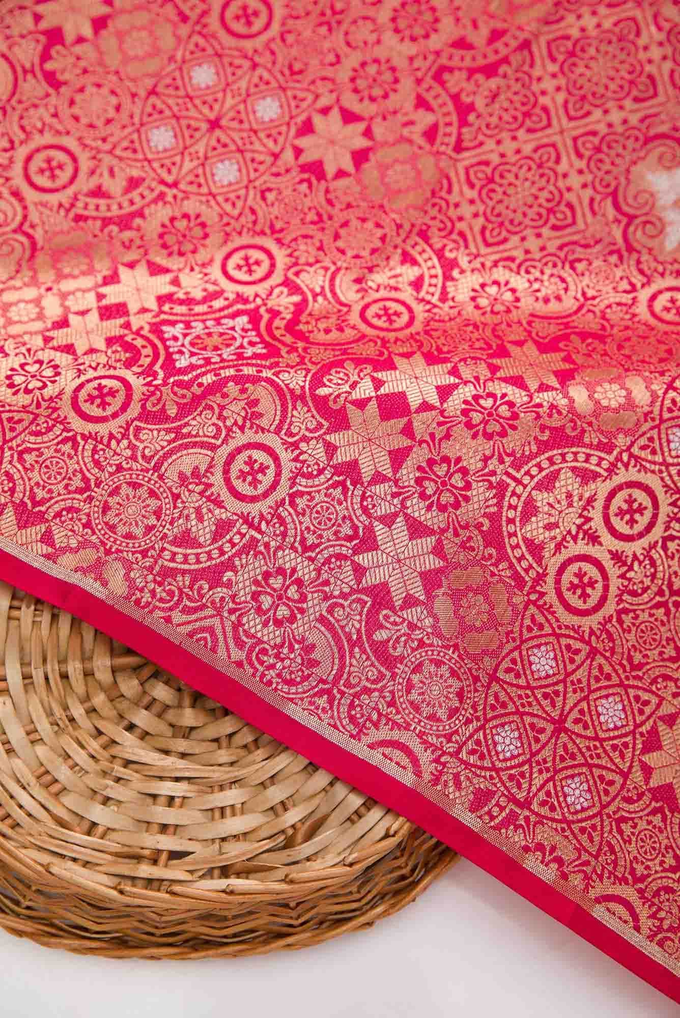 Pink Banarasi Silk Dress Material
