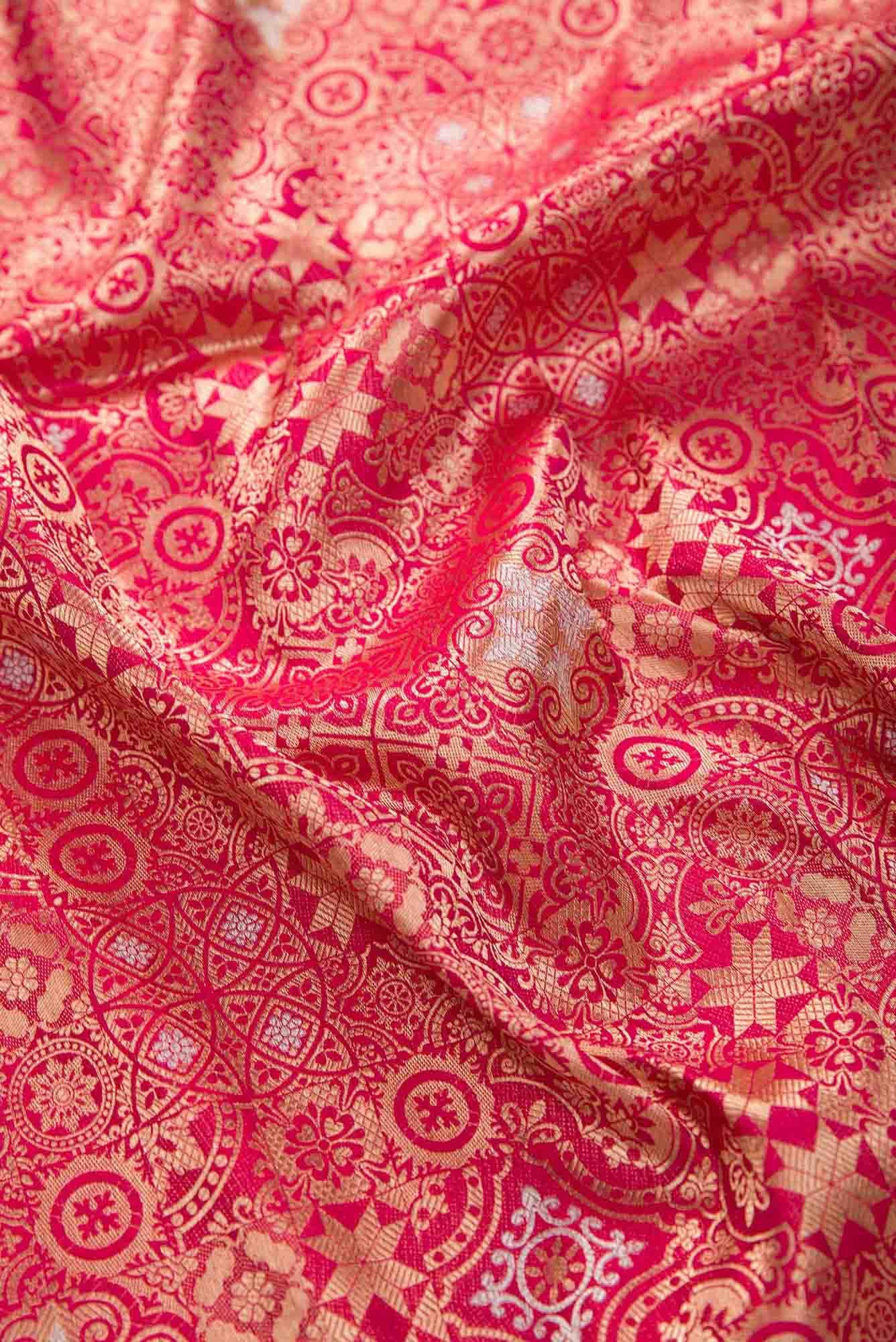 Pink Banarasi Silk Dress Material