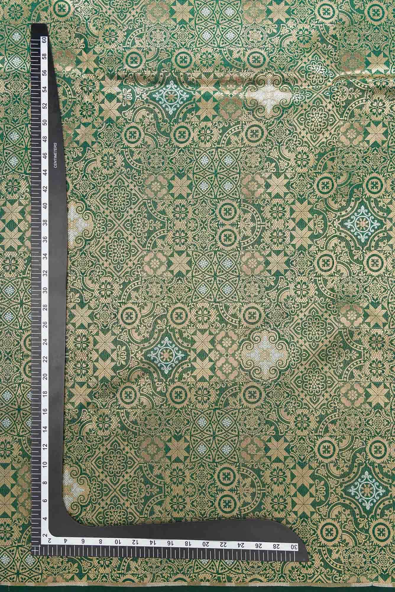 Bottle Green Banarasi Silk Dress Material