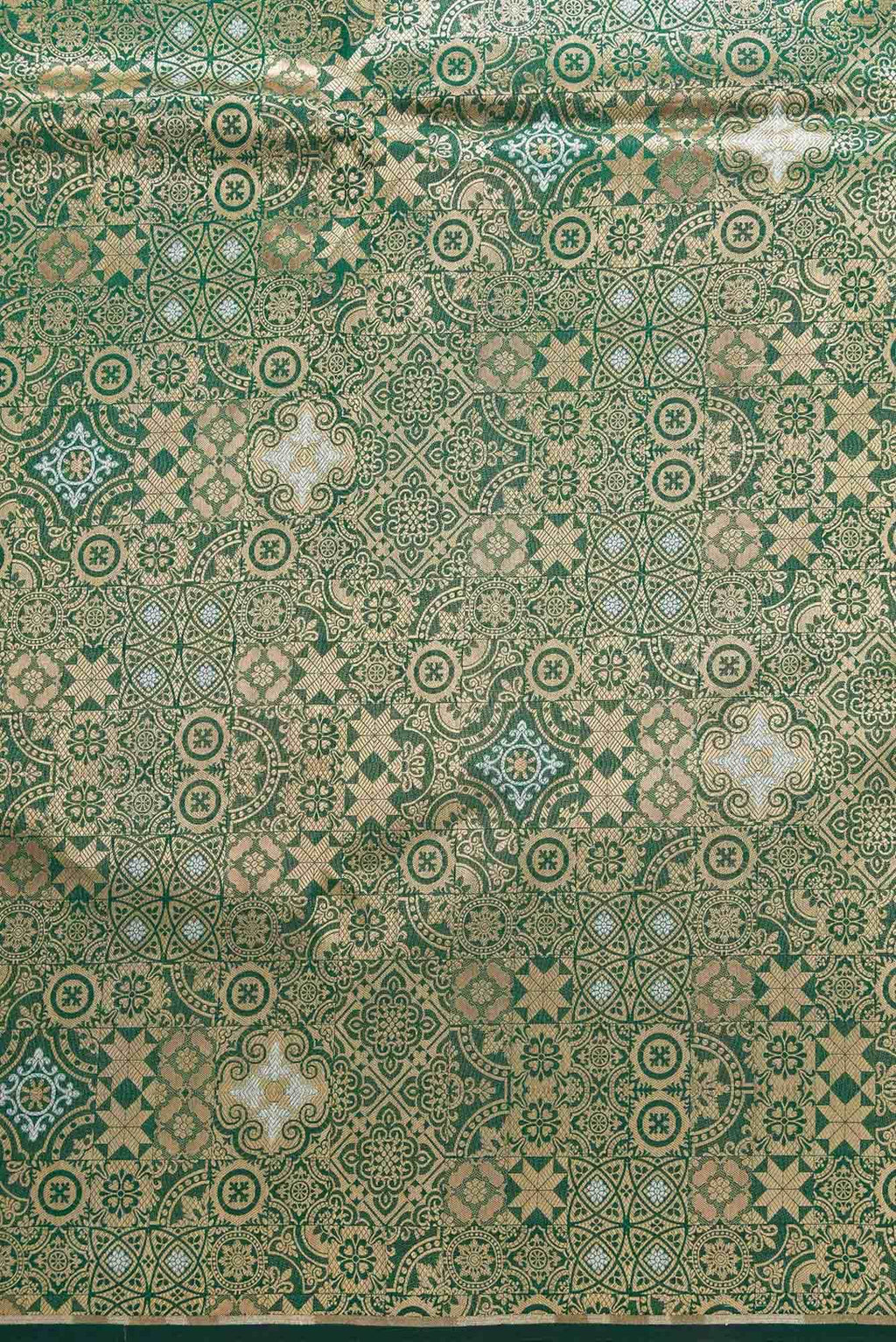 Bottle Green Banarasi Silk Dress Material