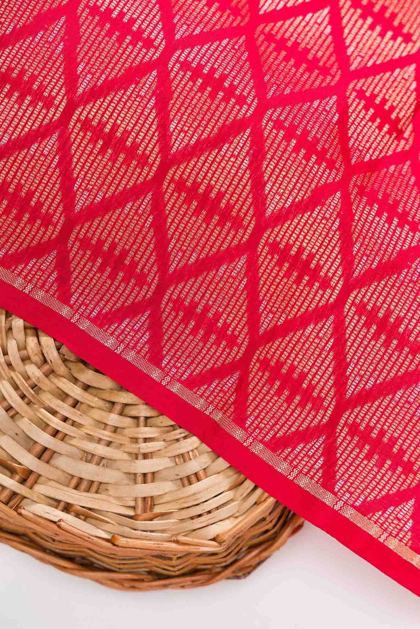 Red Banarasi Silk Dress Material