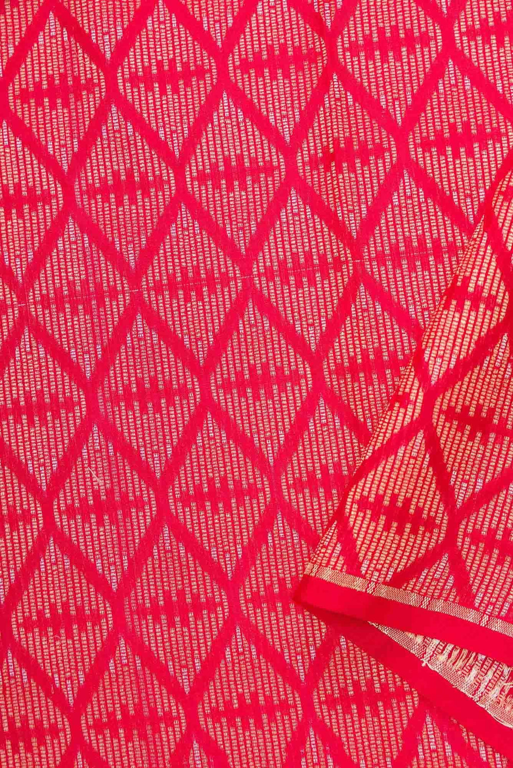 Red Banarasi Silk Dress Material