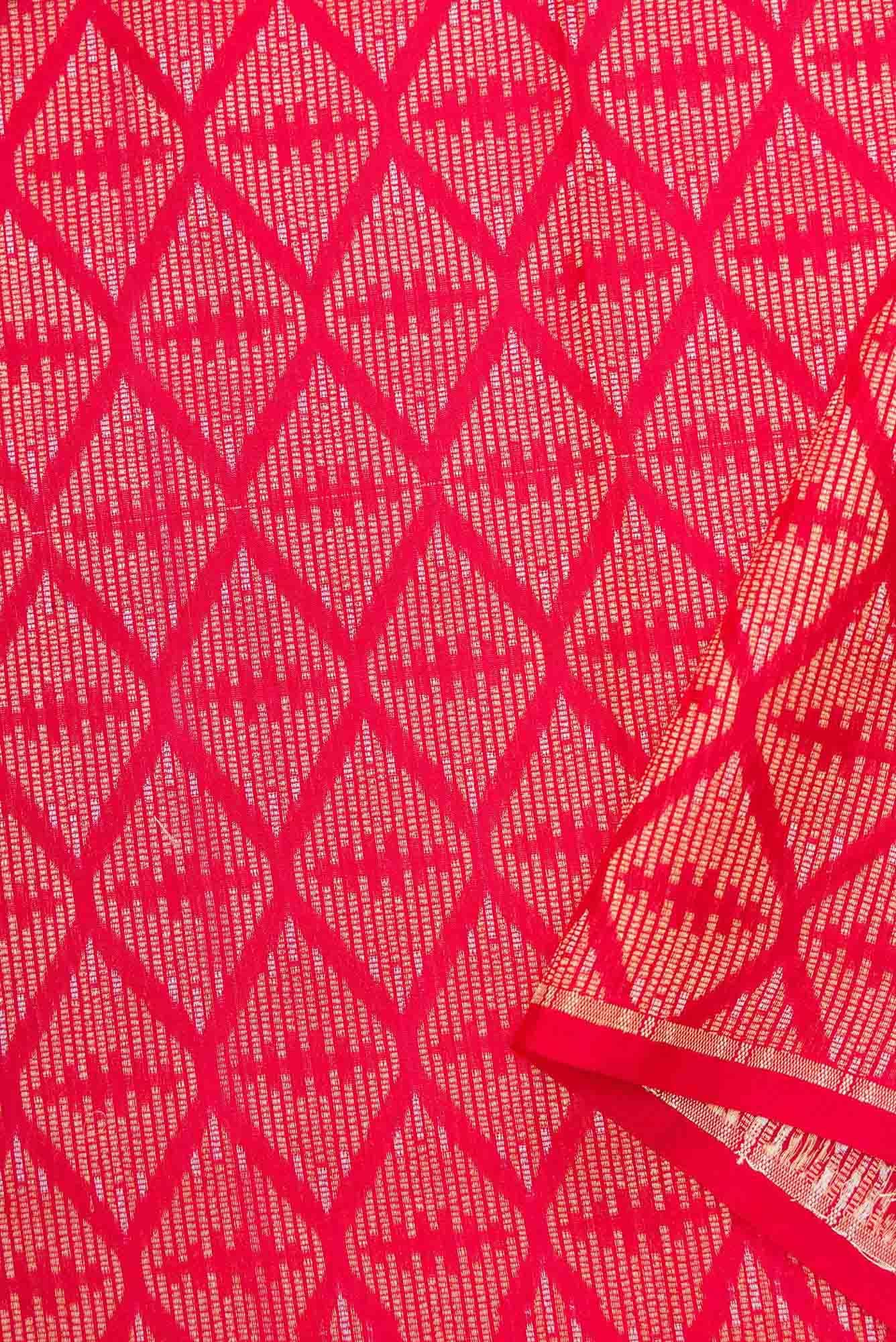 Red Banarasi Silk Dress Material