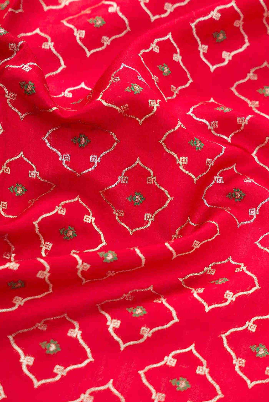 Red Banarasi Silk Dress Material