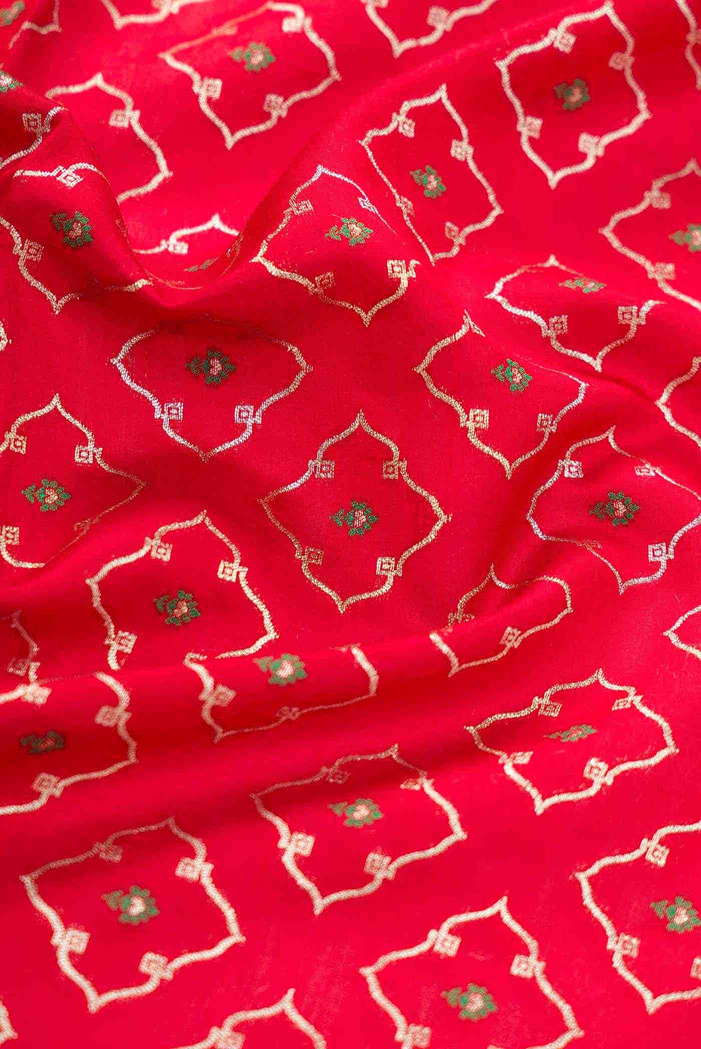 Red Banarasi Silk Dress Material