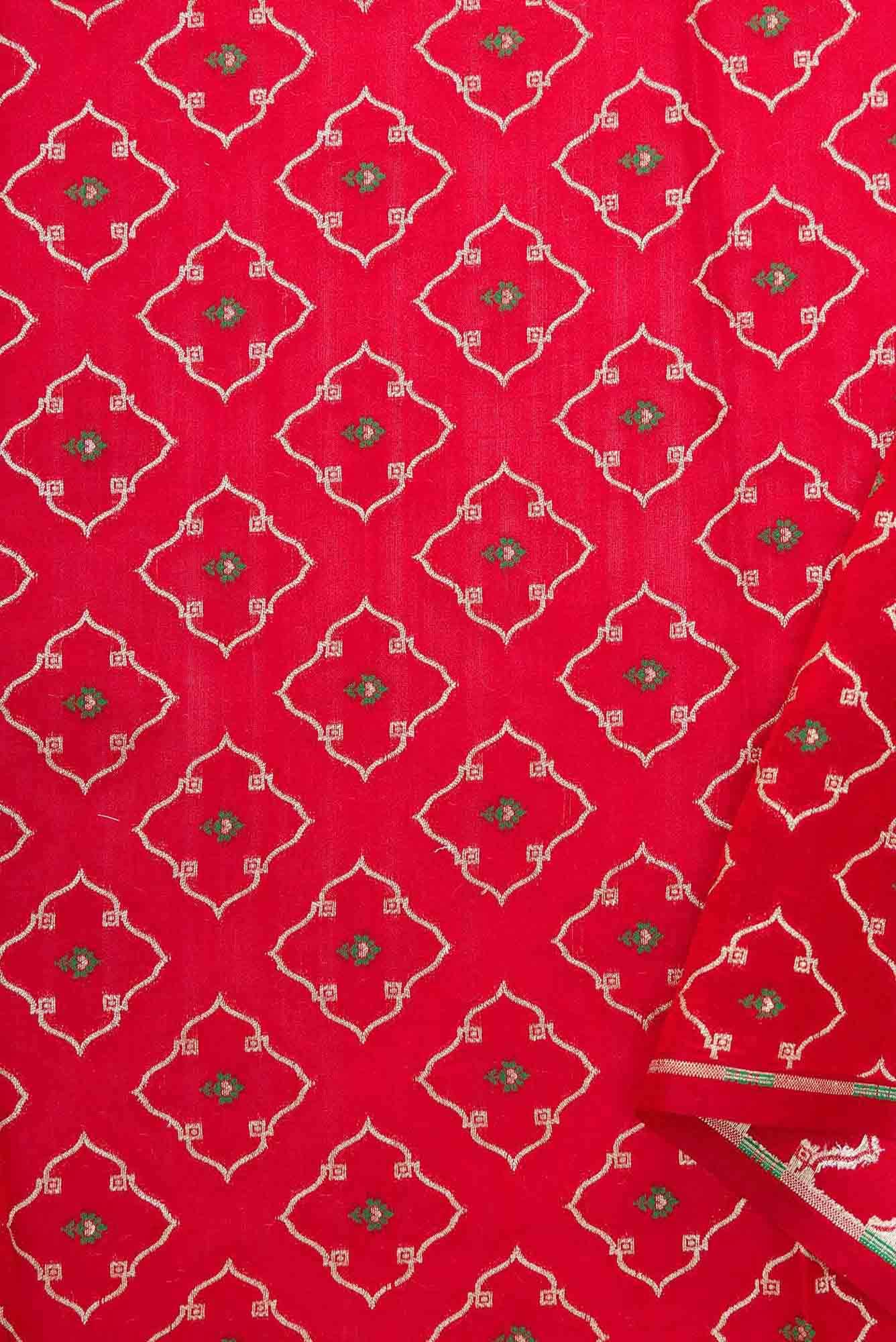 Red Banarasi Silk Dress Material