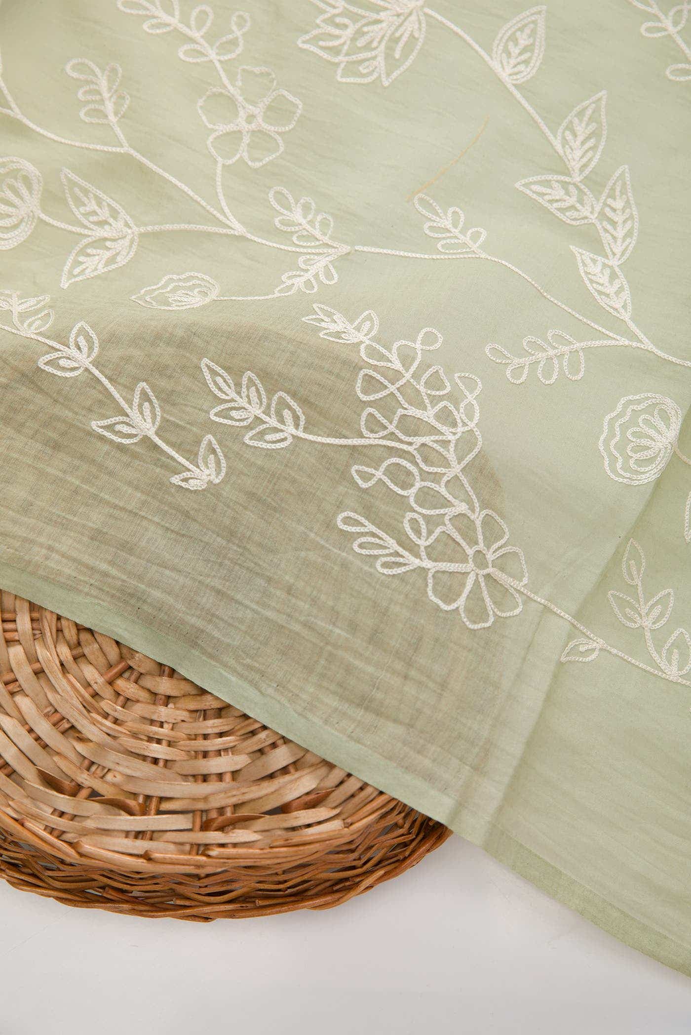 Green Chanderi Silk Dress Material