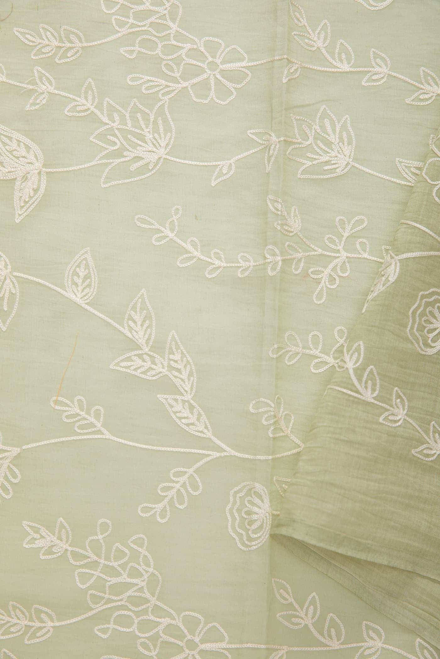 Green Chanderi Silk Dress Material