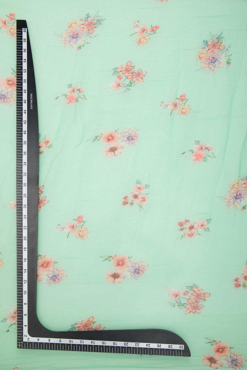 Sea Green Blended Chiffon Dress Material